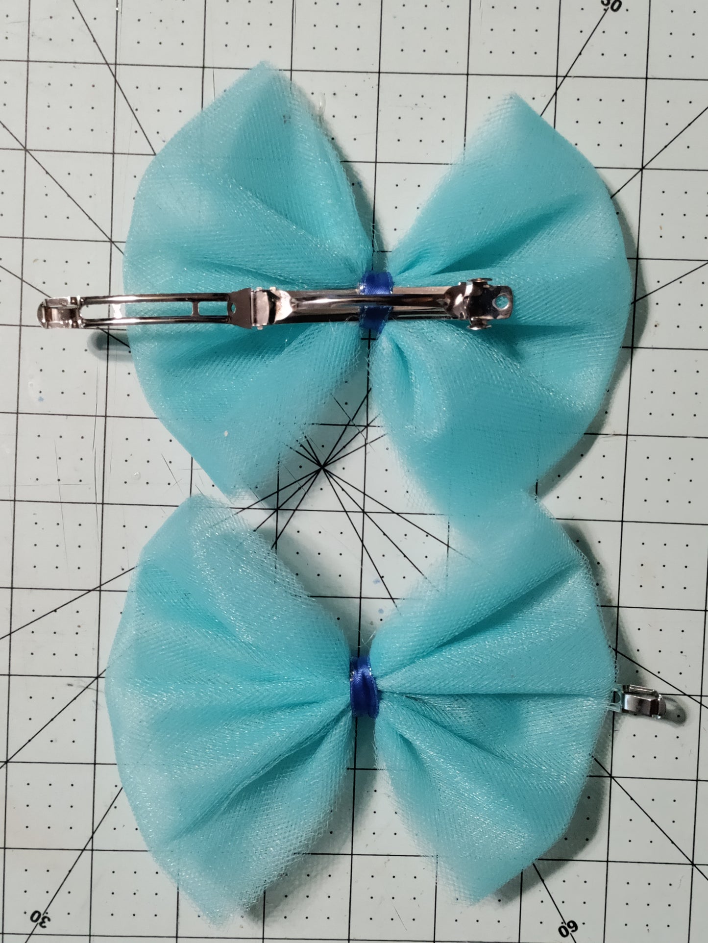 Aqua Blue Tulle Hair Bow