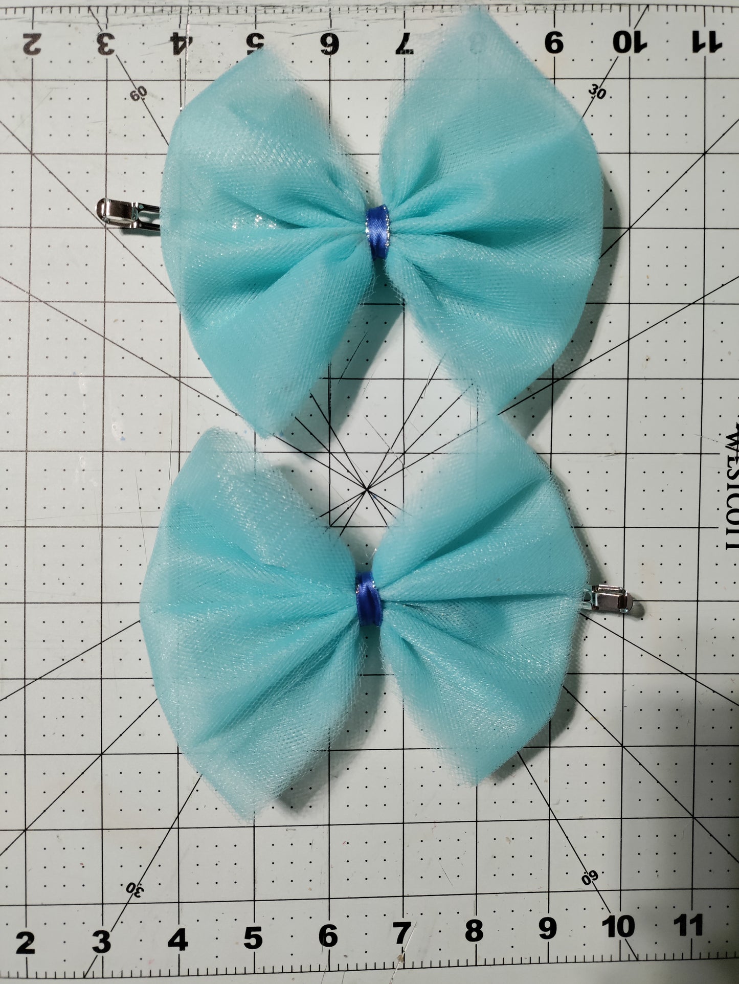 Aqua Blue Tulle Hair Bow