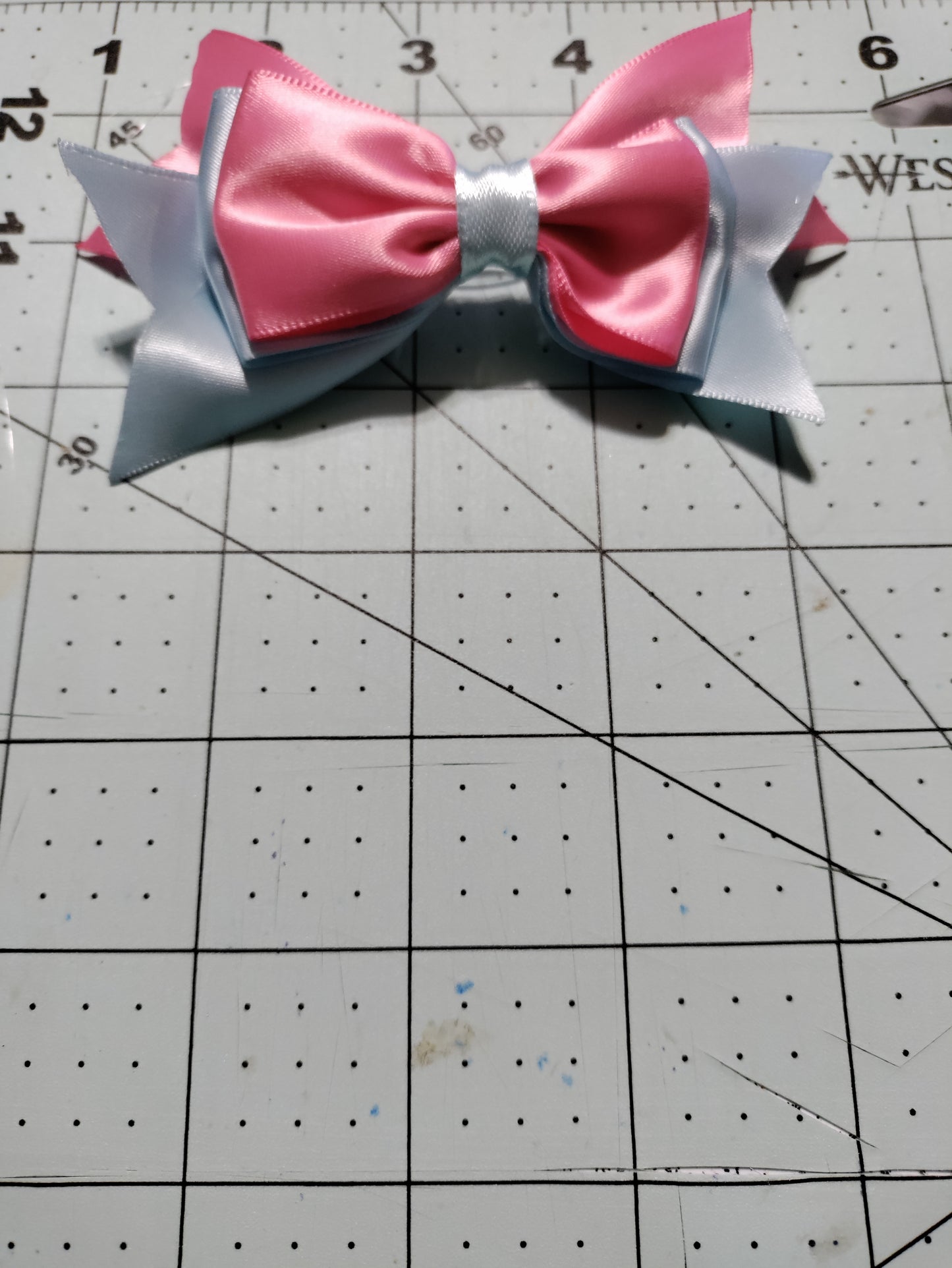 Baby Blue and Pink Hair Bow