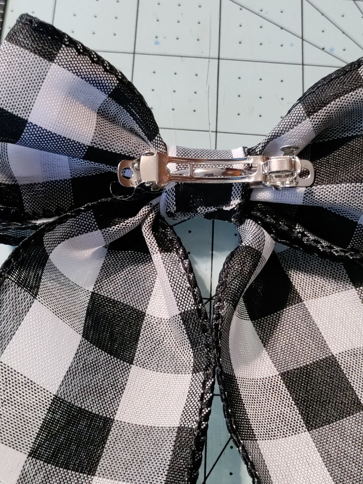 Black and White Checkered Board Hair Bow