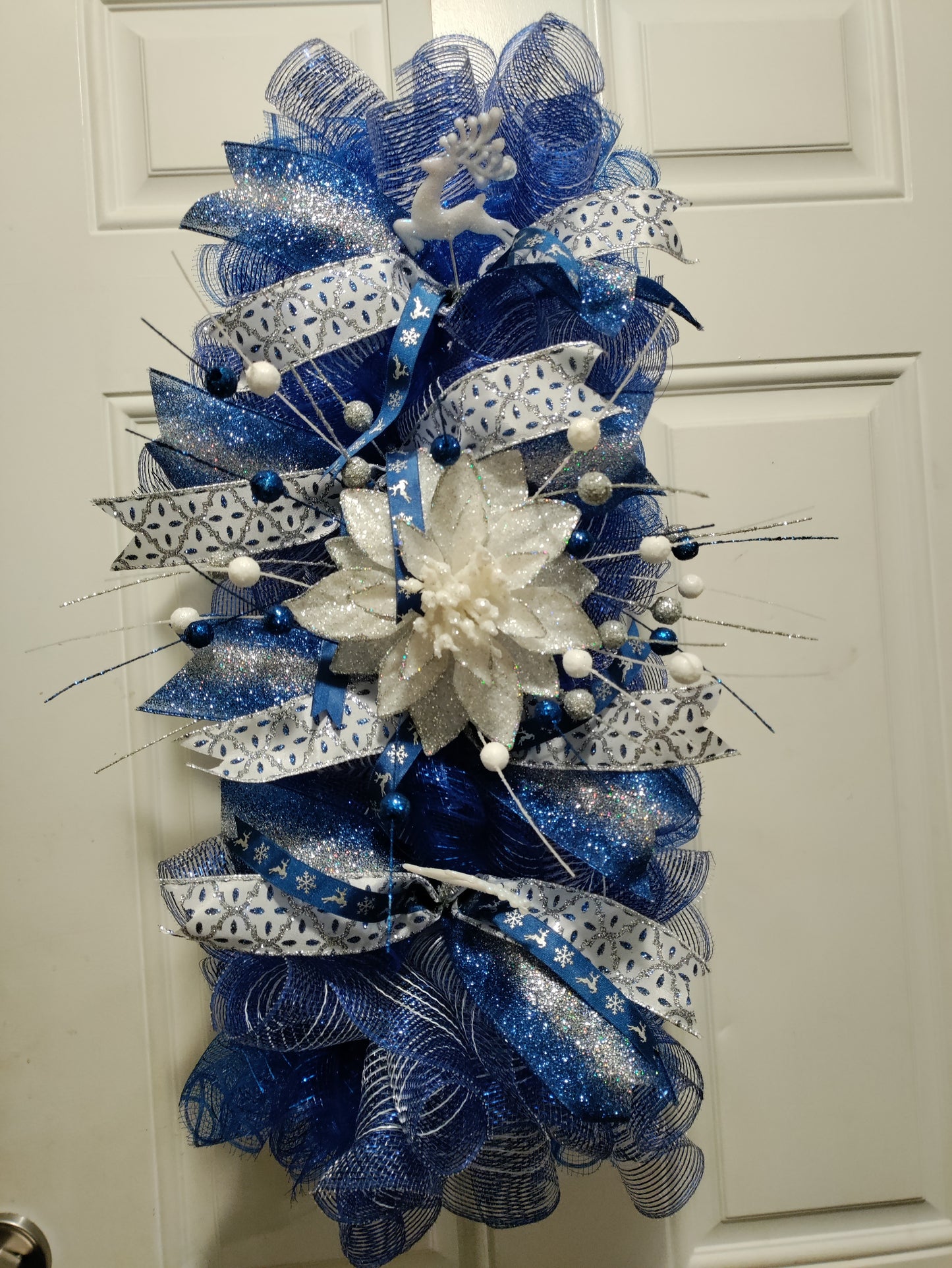 Blue White and Silver Door Swag/Centerpiece