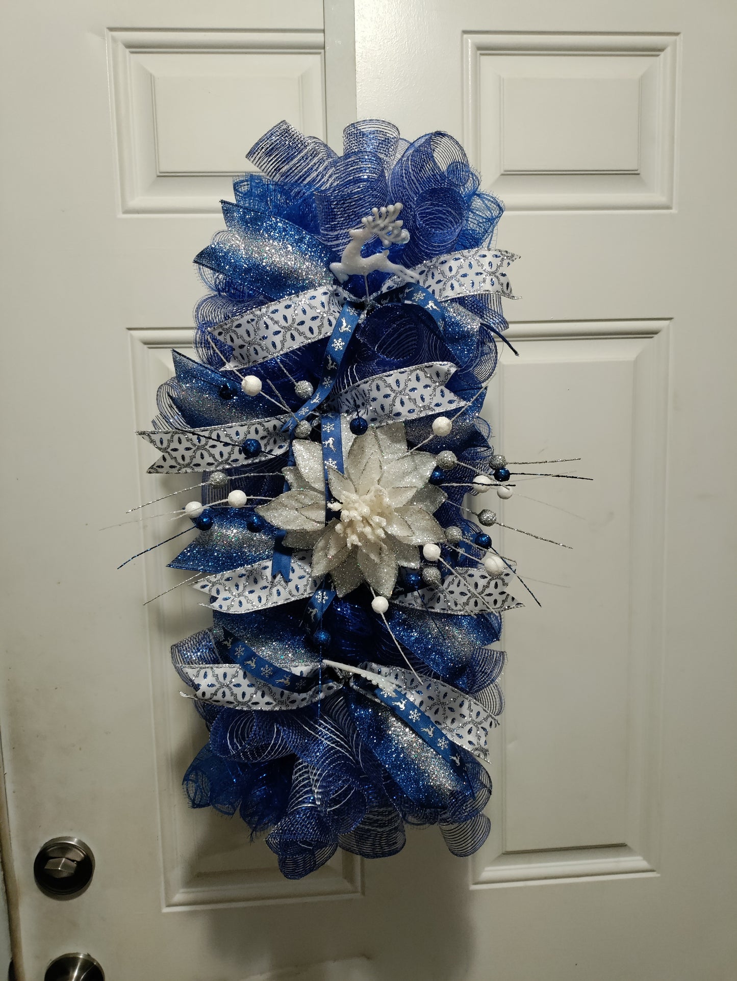 Blue White and Silver Door Swag/Centerpiece