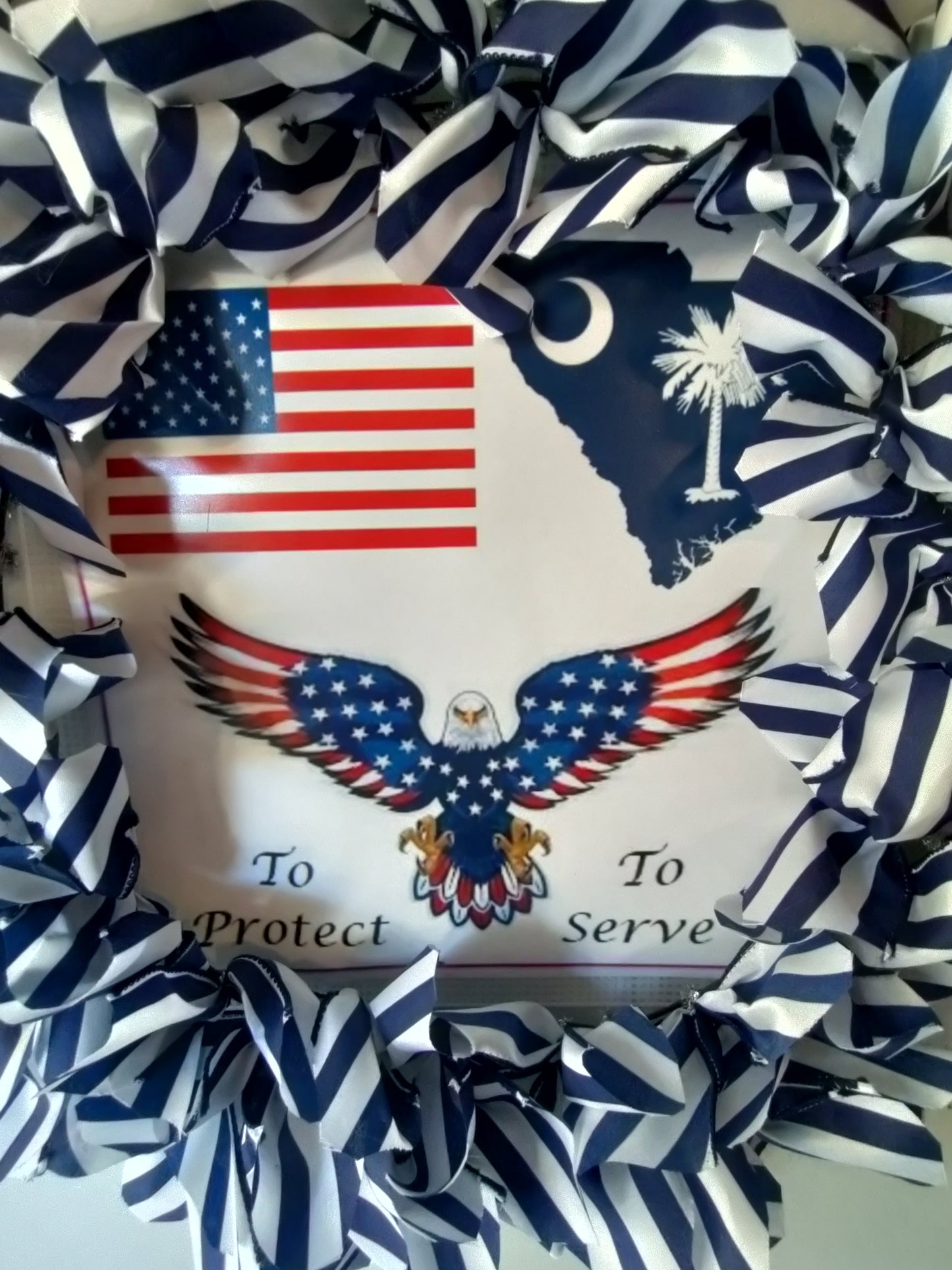 Blue and White Patriotic Wreath