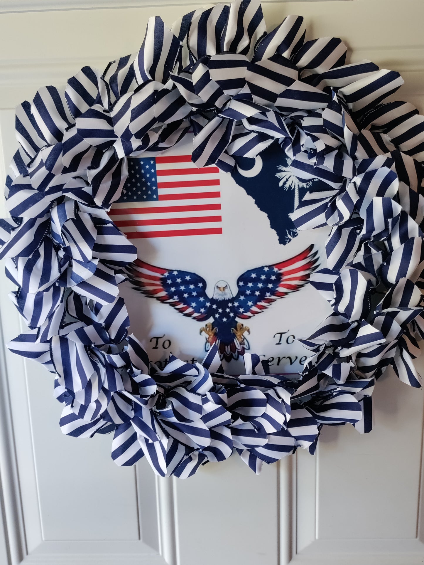 Blue and White Patriotic Wreath
