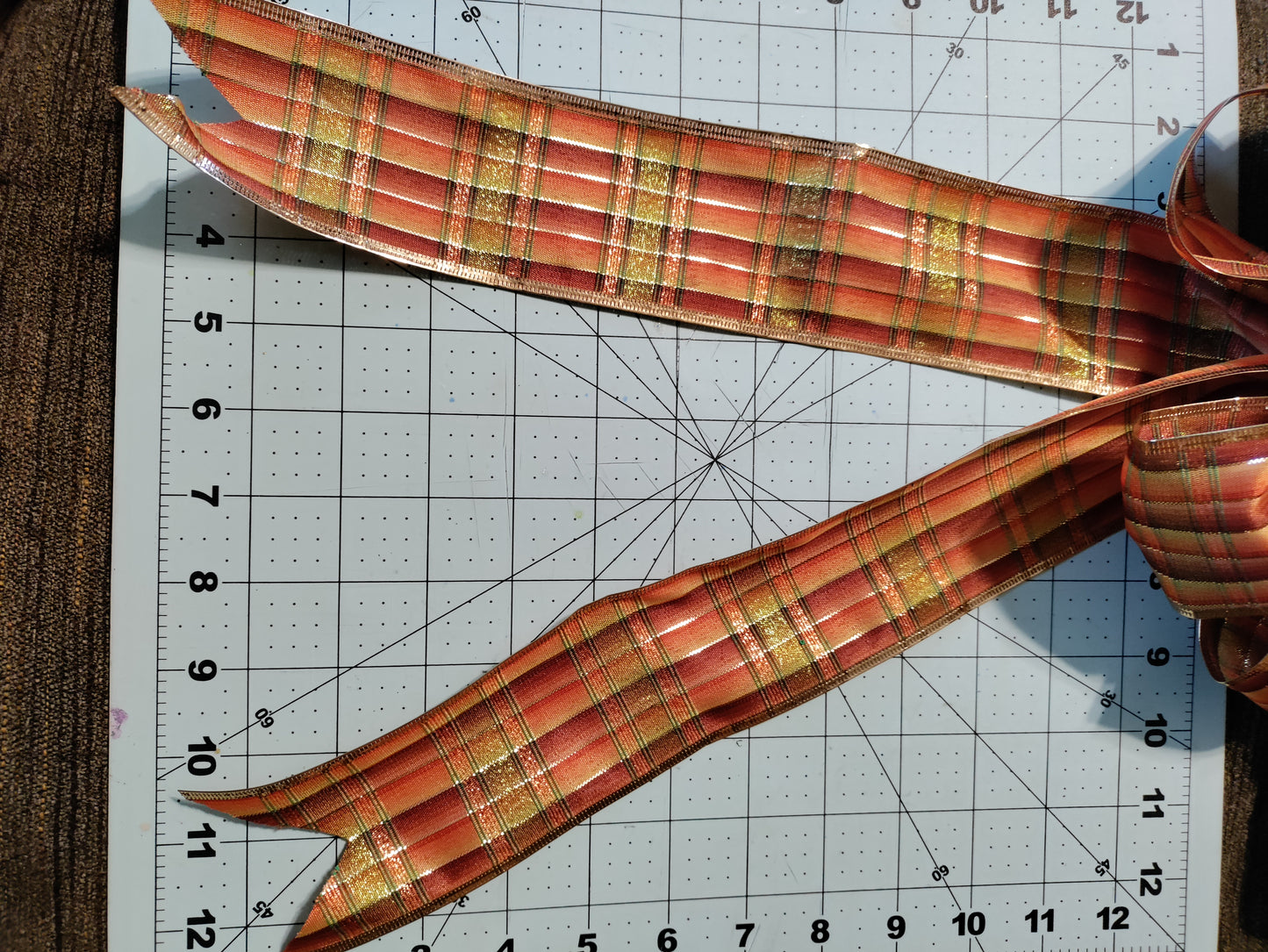 Burnt Orange, Brown, and Gold Plaid Bow with a Tail