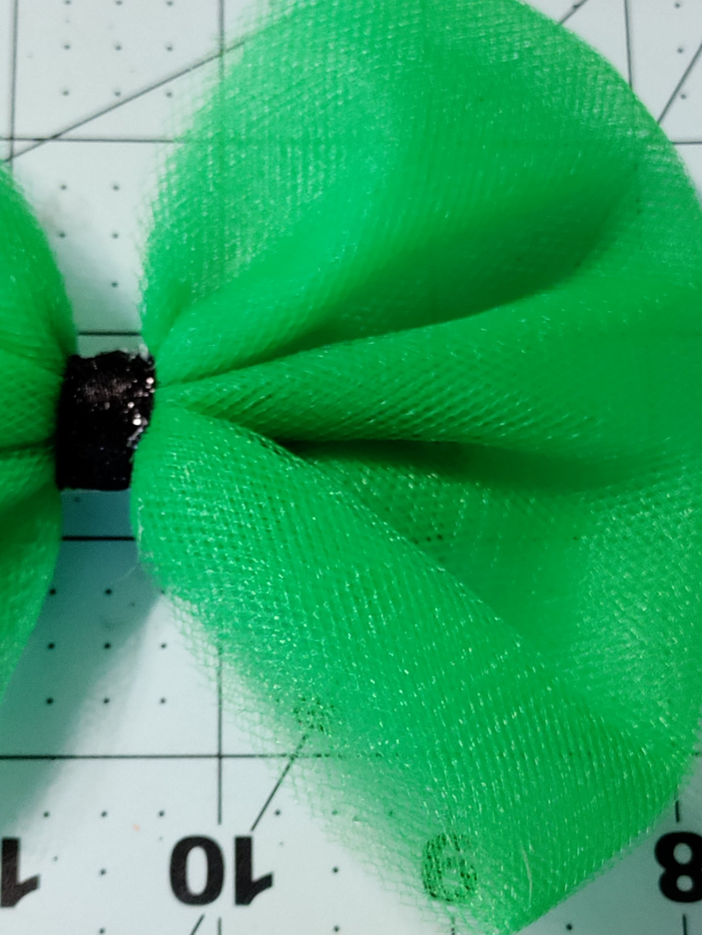 Green Tulle Hair Bow