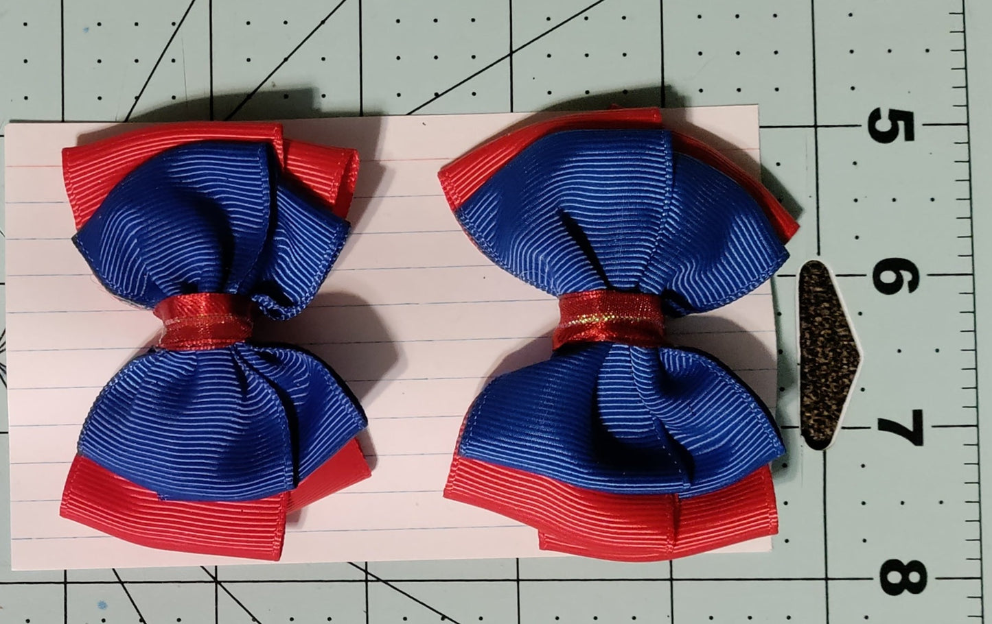 Red and Blue Double Hair Bow