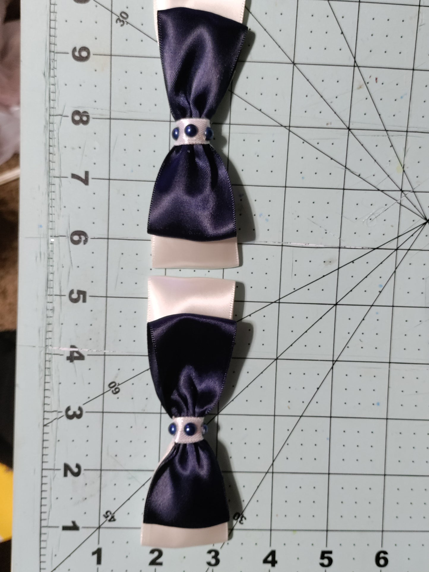 Navy Blue and White Hair Bow