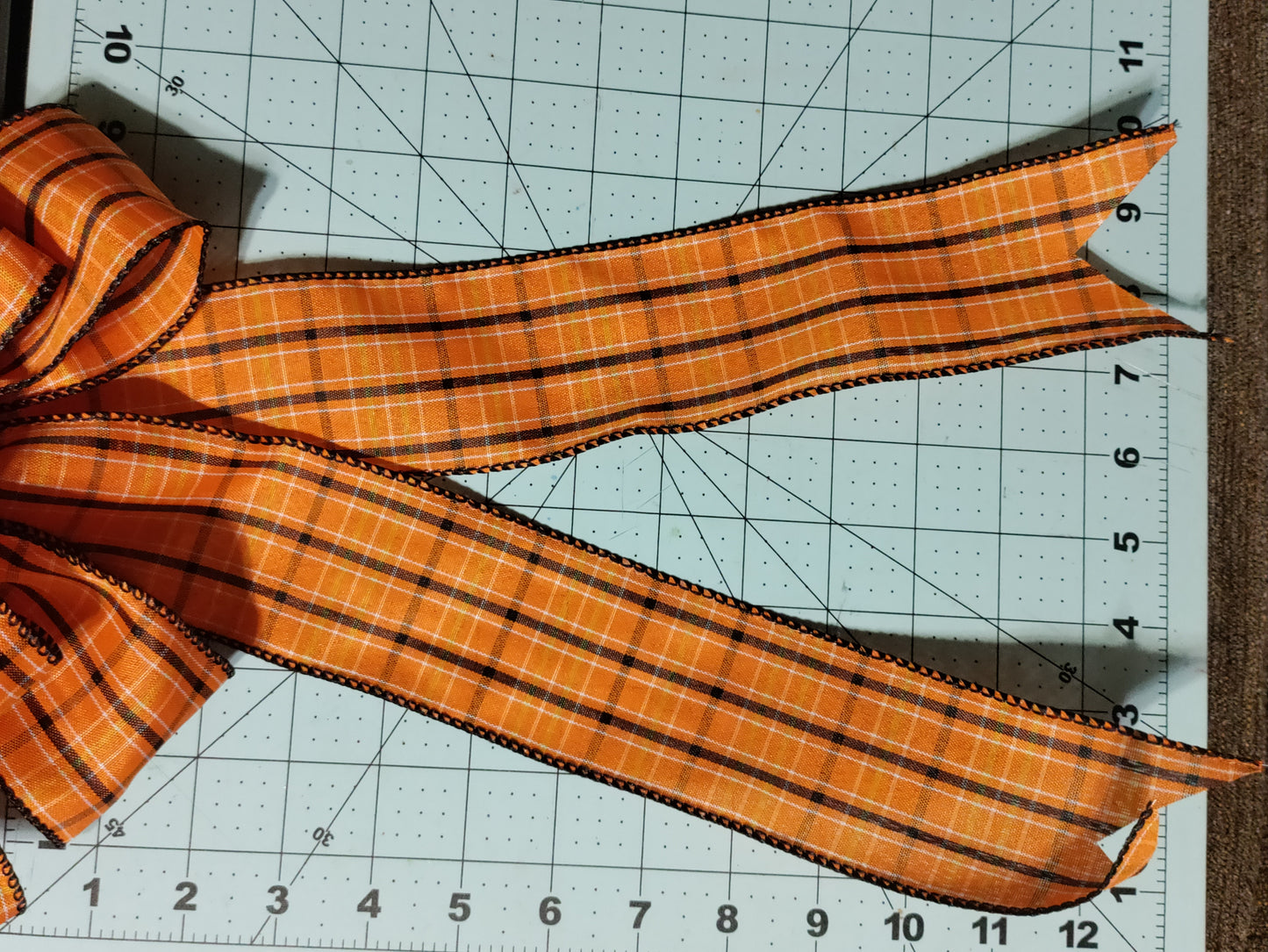 Orange with Black, White, and Yellow Stripes Bow with Tail