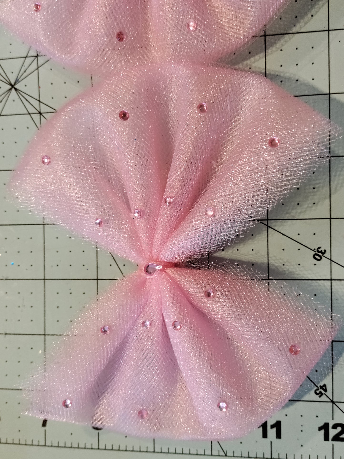 Pink Tulle Hair Bow with Accents