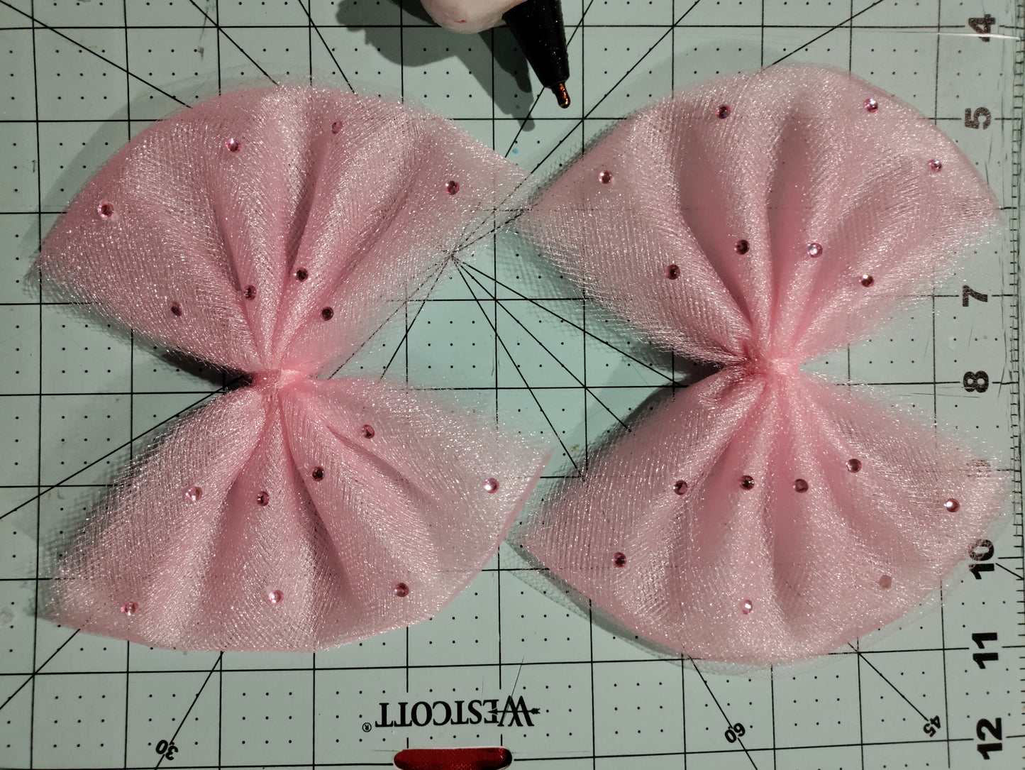 Pink Tulle Hair Bow with Accents
