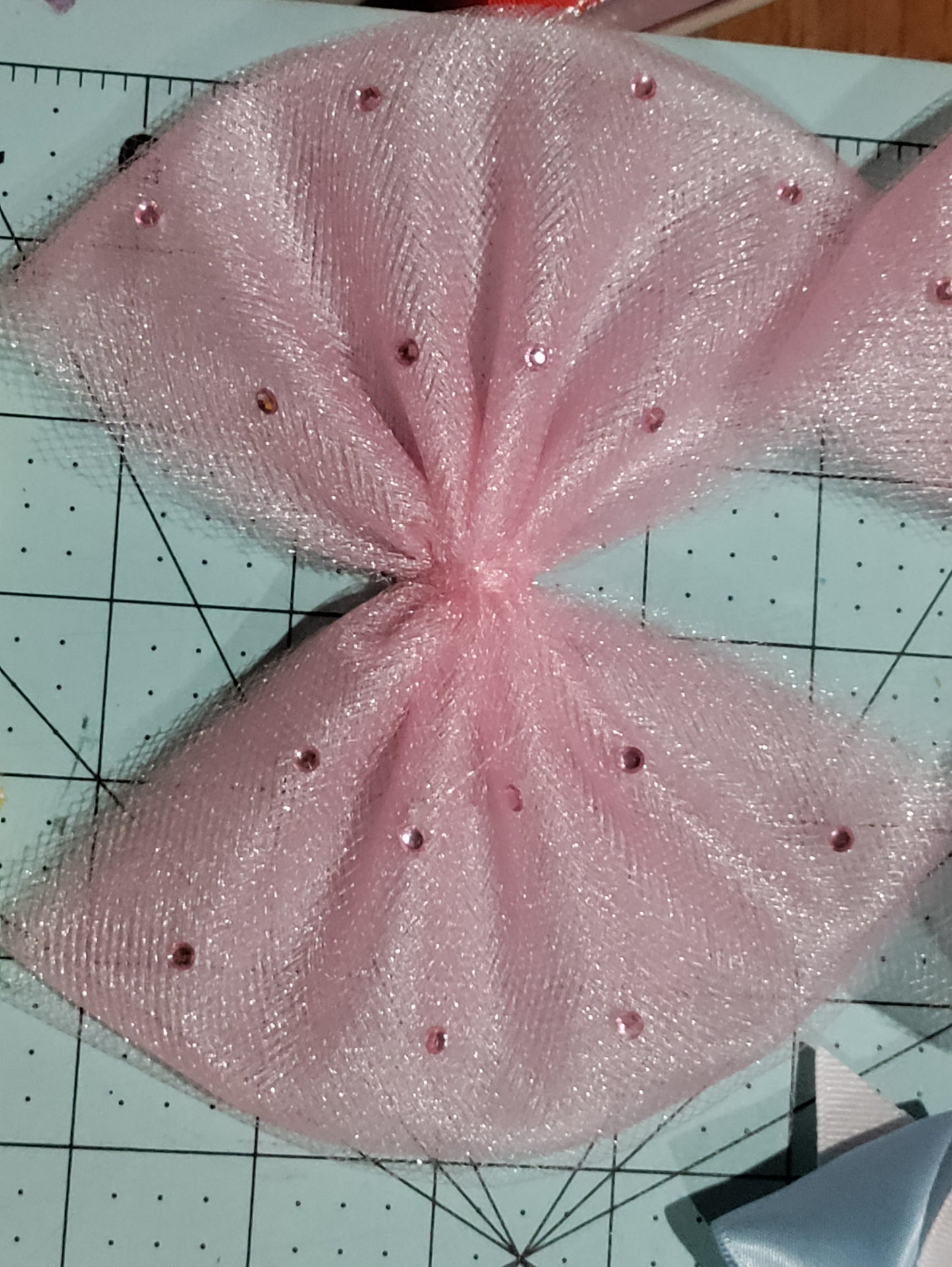 Pink Tulle Hair Bow with Accents