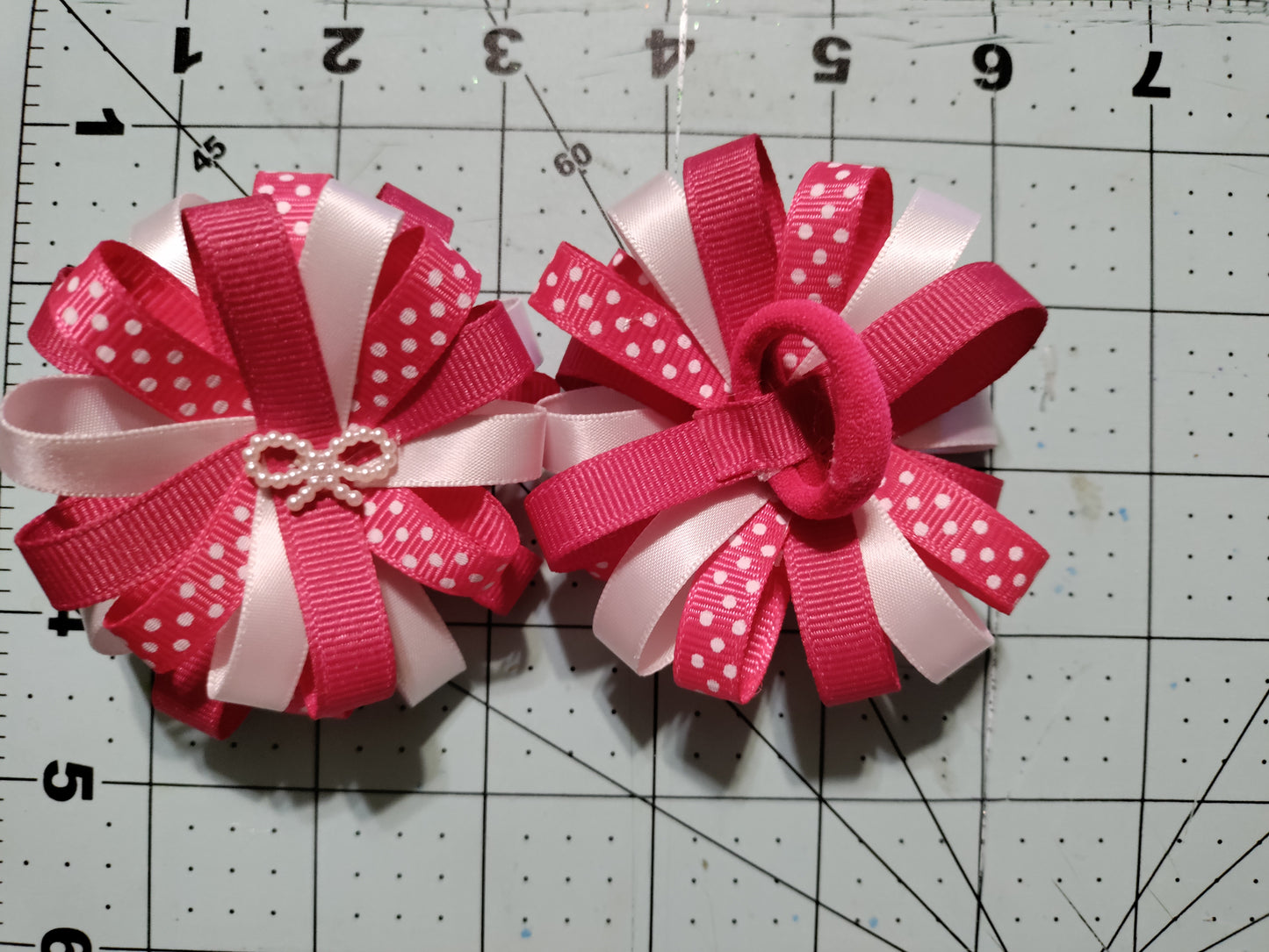 Pink, White, and Polka Dot Loopy Hair Bow