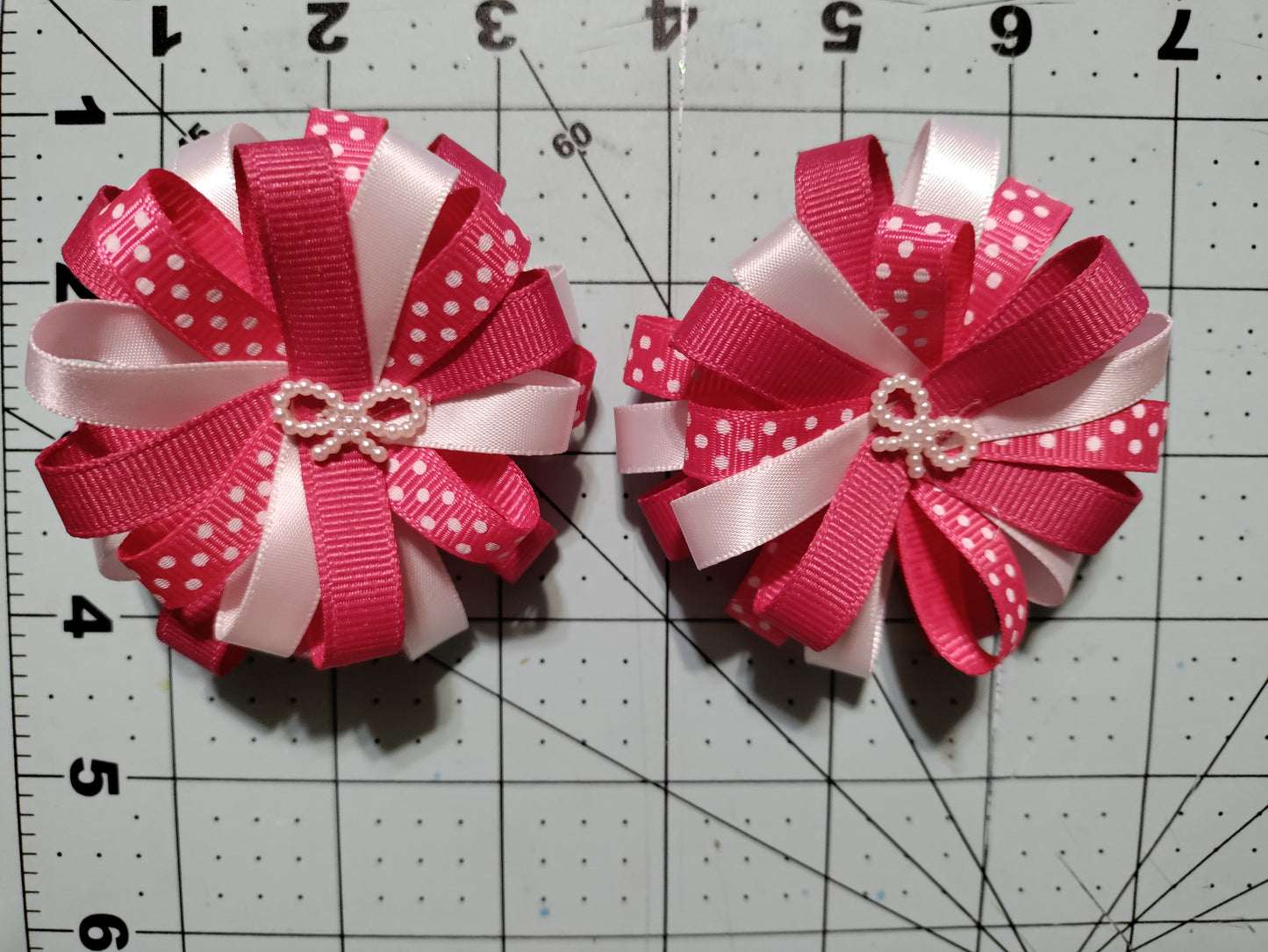 Pink, White, and Polka Dot Loopy Hair Bow