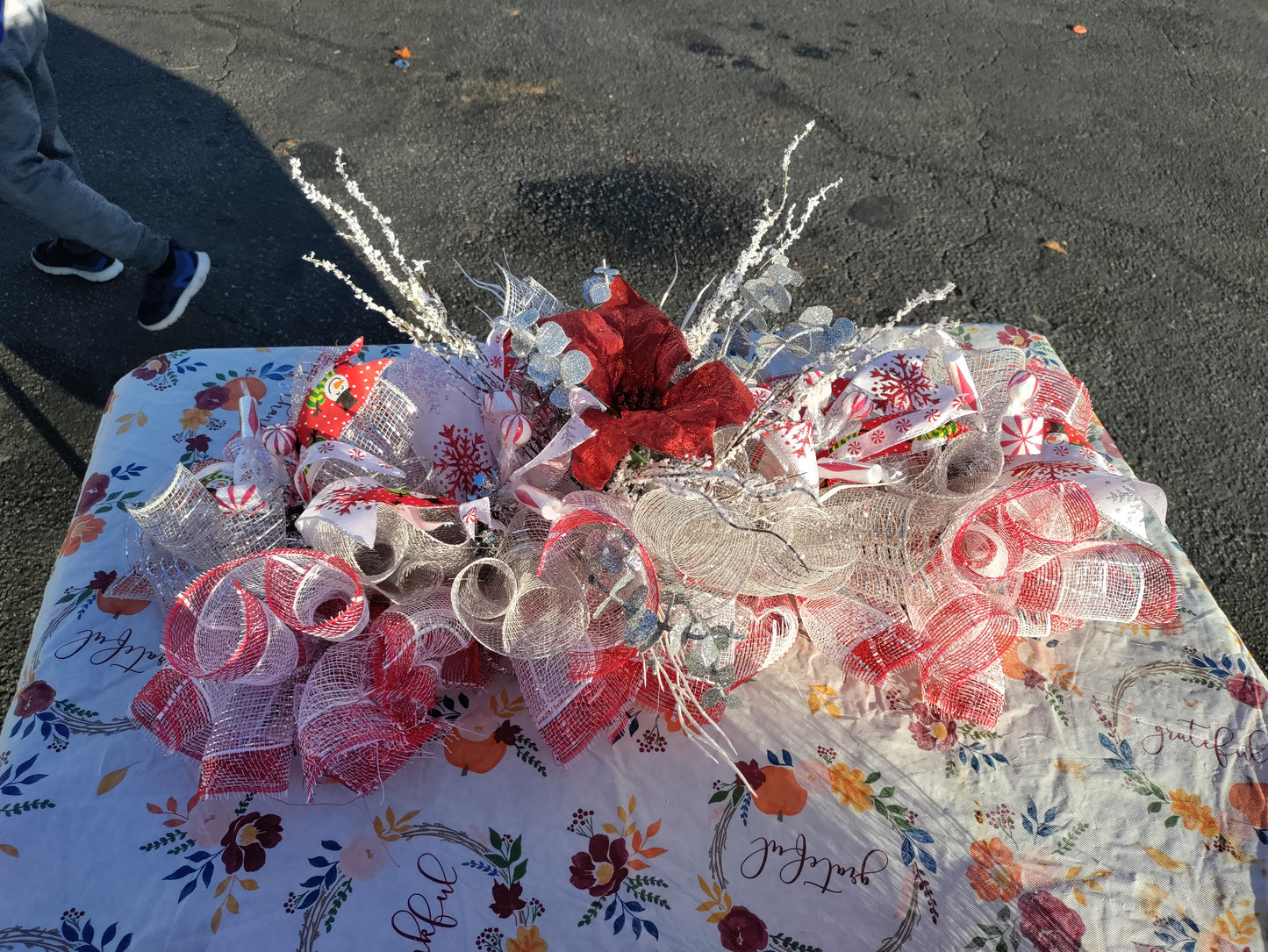 Red White and Silver Swag/Centerpiece