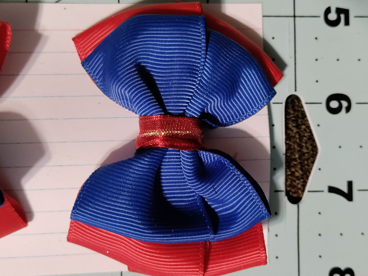 Red and Blue Double Hair Bow