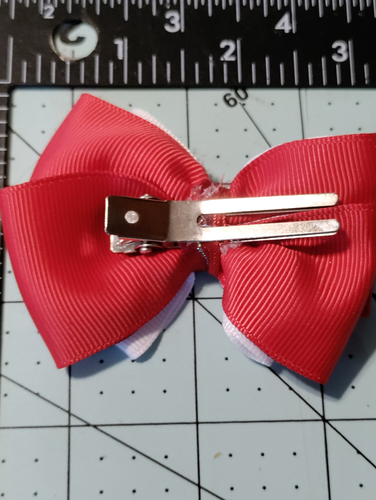 Red and White Double Hair Bow