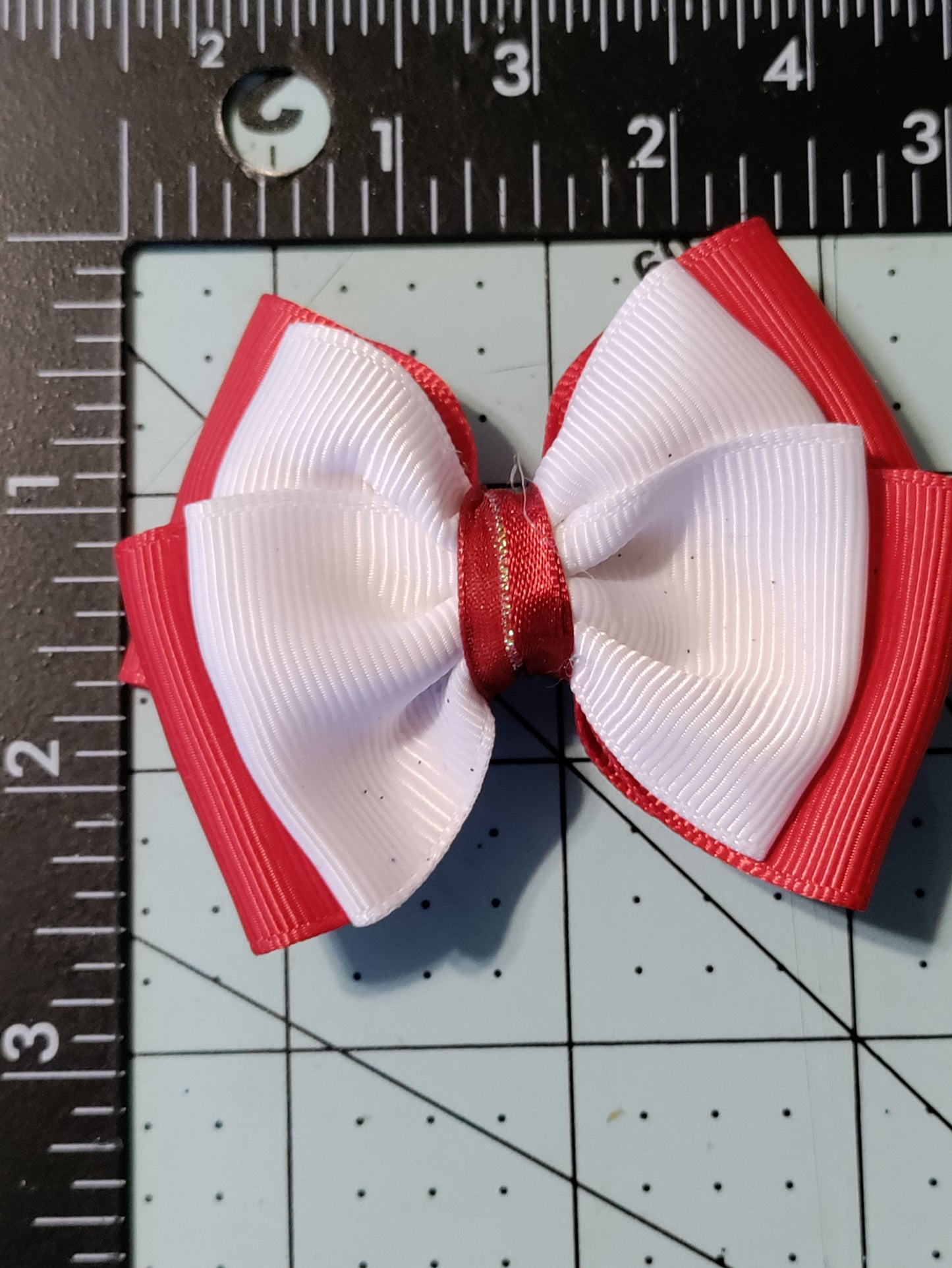 Red and White Double Hair Bow