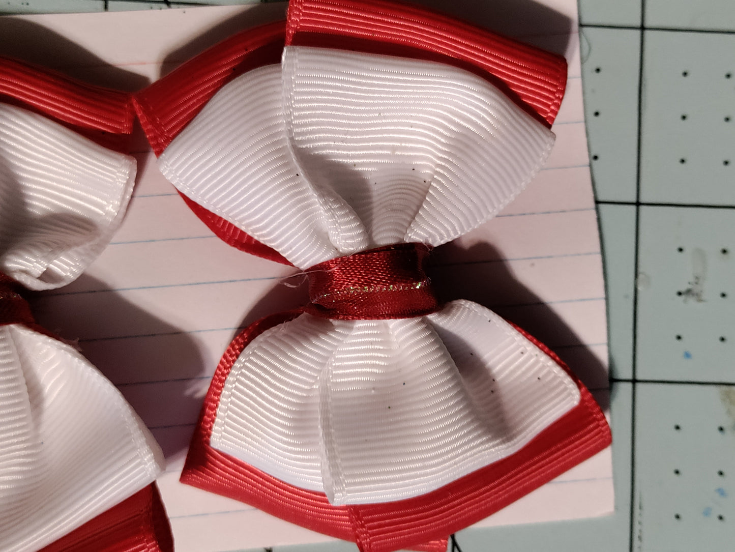 Red and White Double Hair Bow