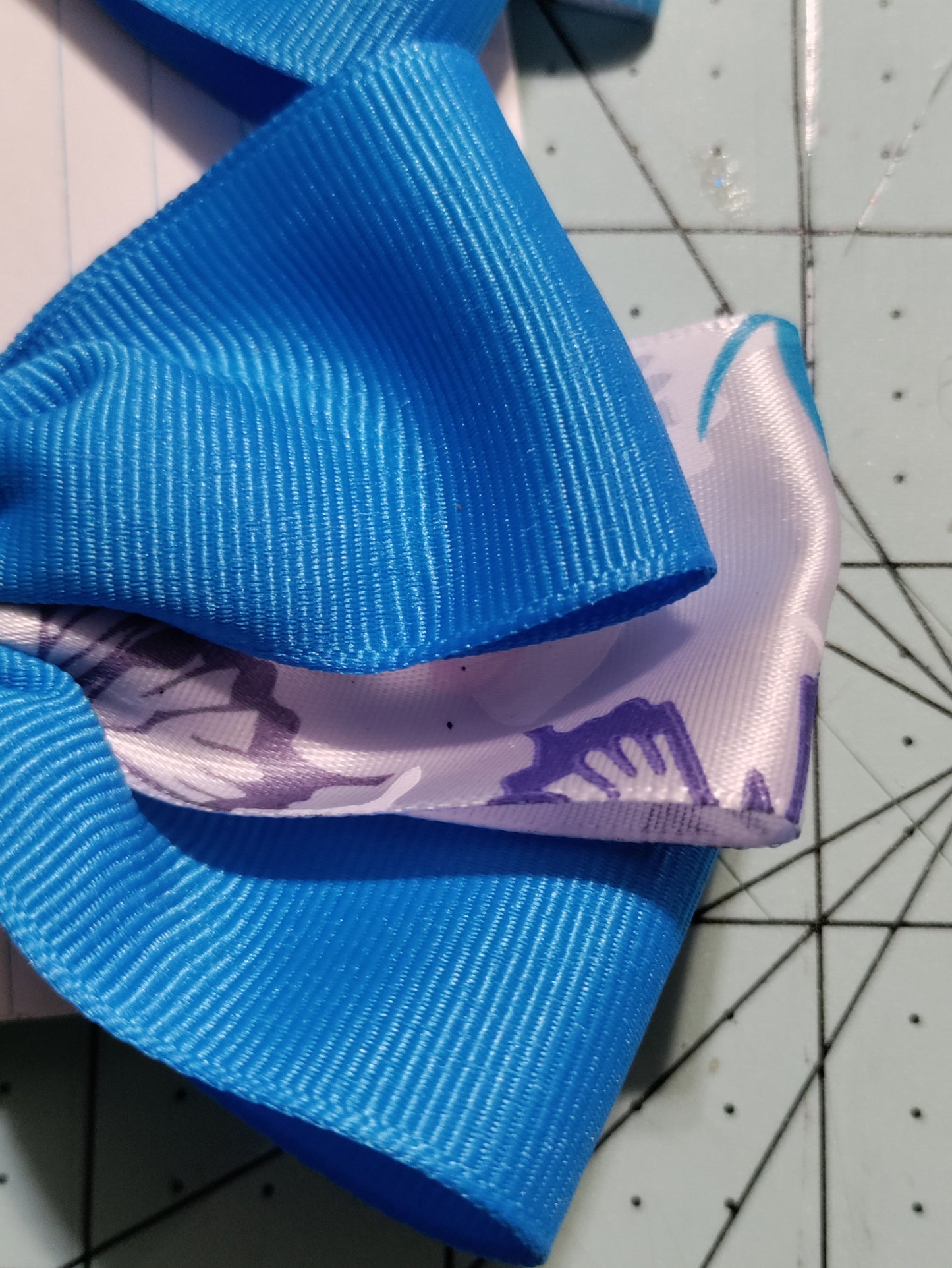 Turquoise and White Bow with Butterflies