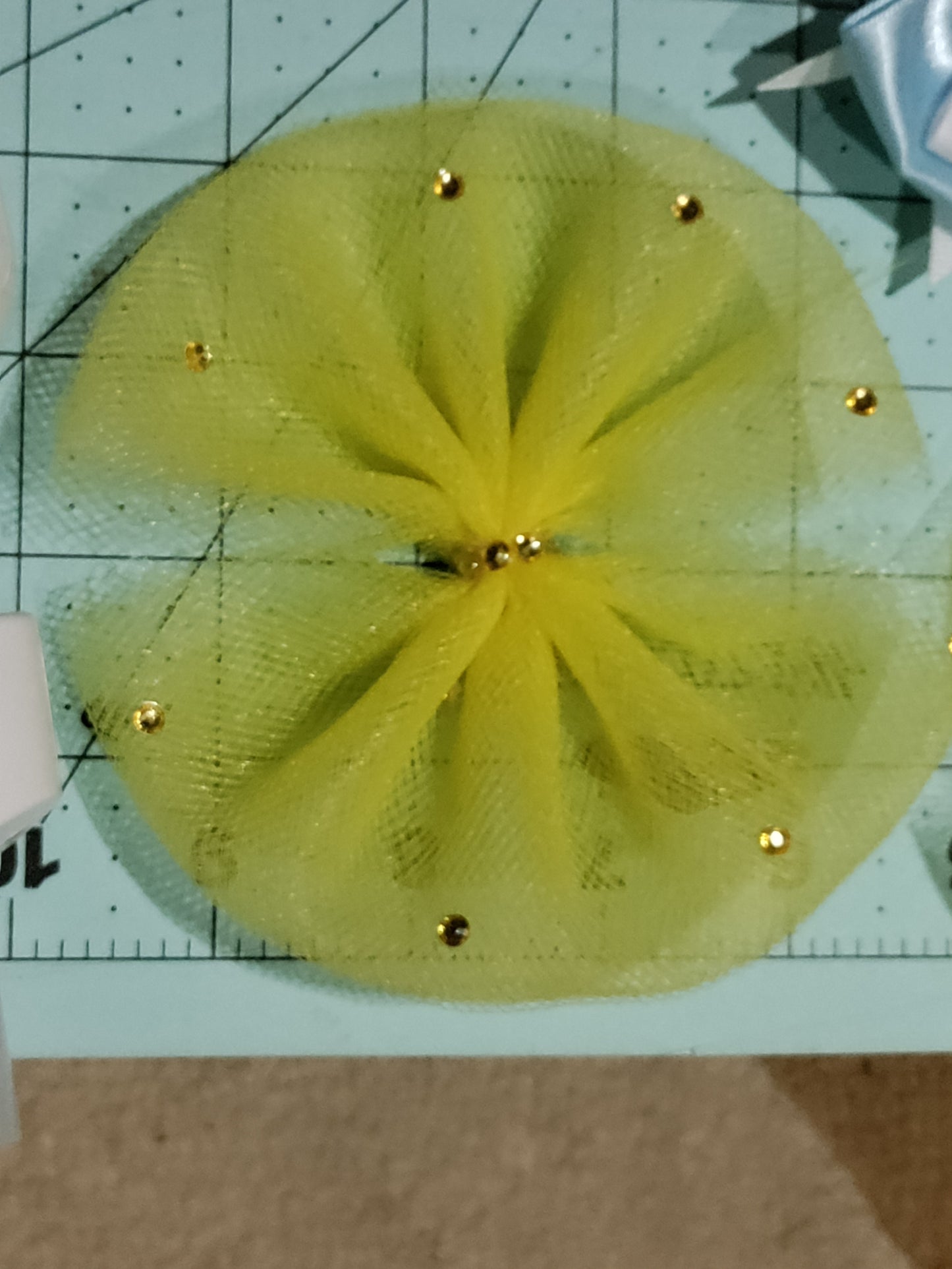 Yellow Tulle with Gold Accent Hair Bow