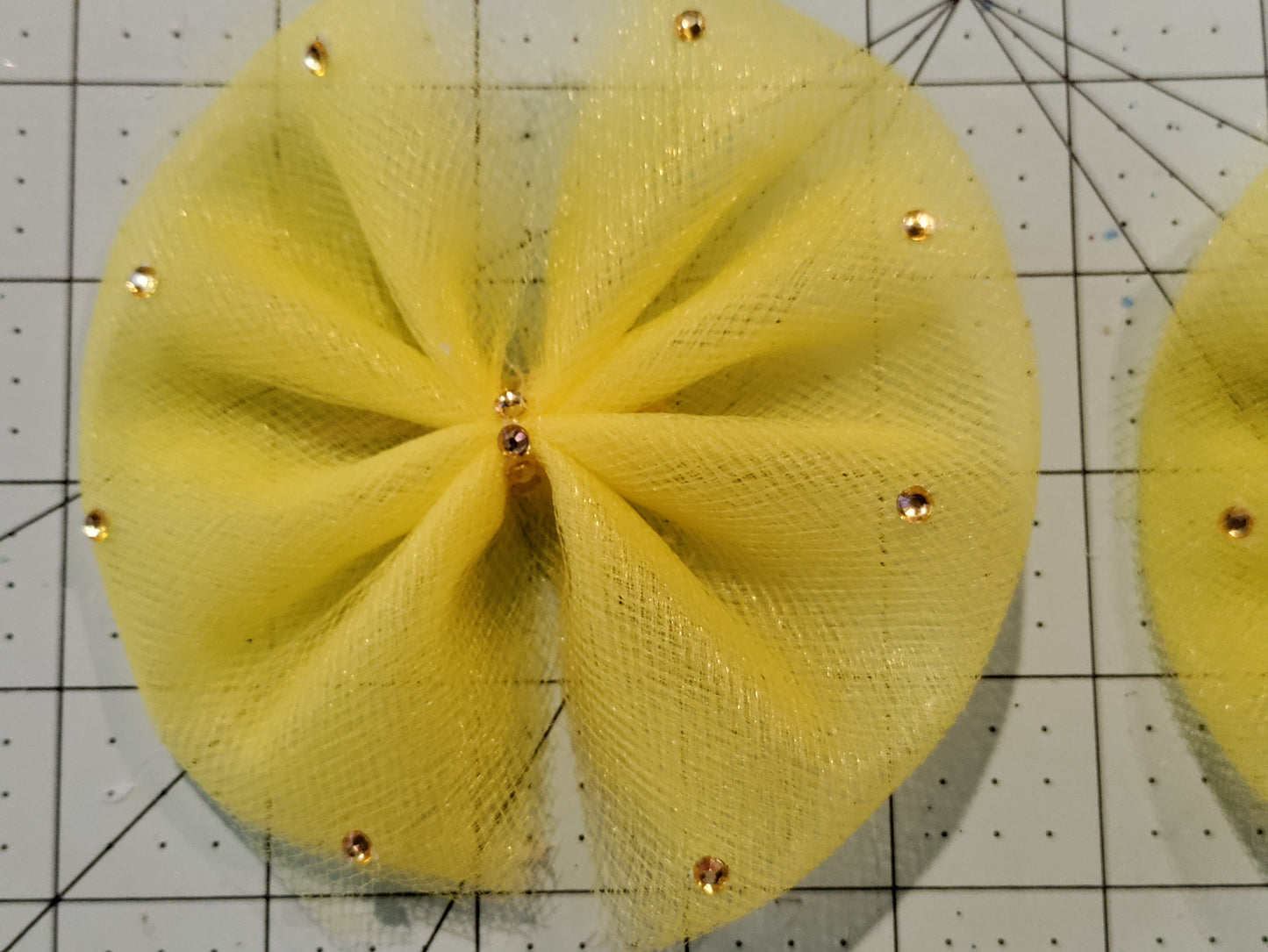 Yellow Tulle with Gold Accent Hair Bow