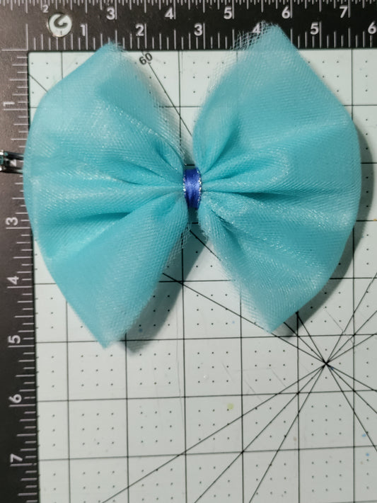 Aqua Blue Tulle Hair Bow