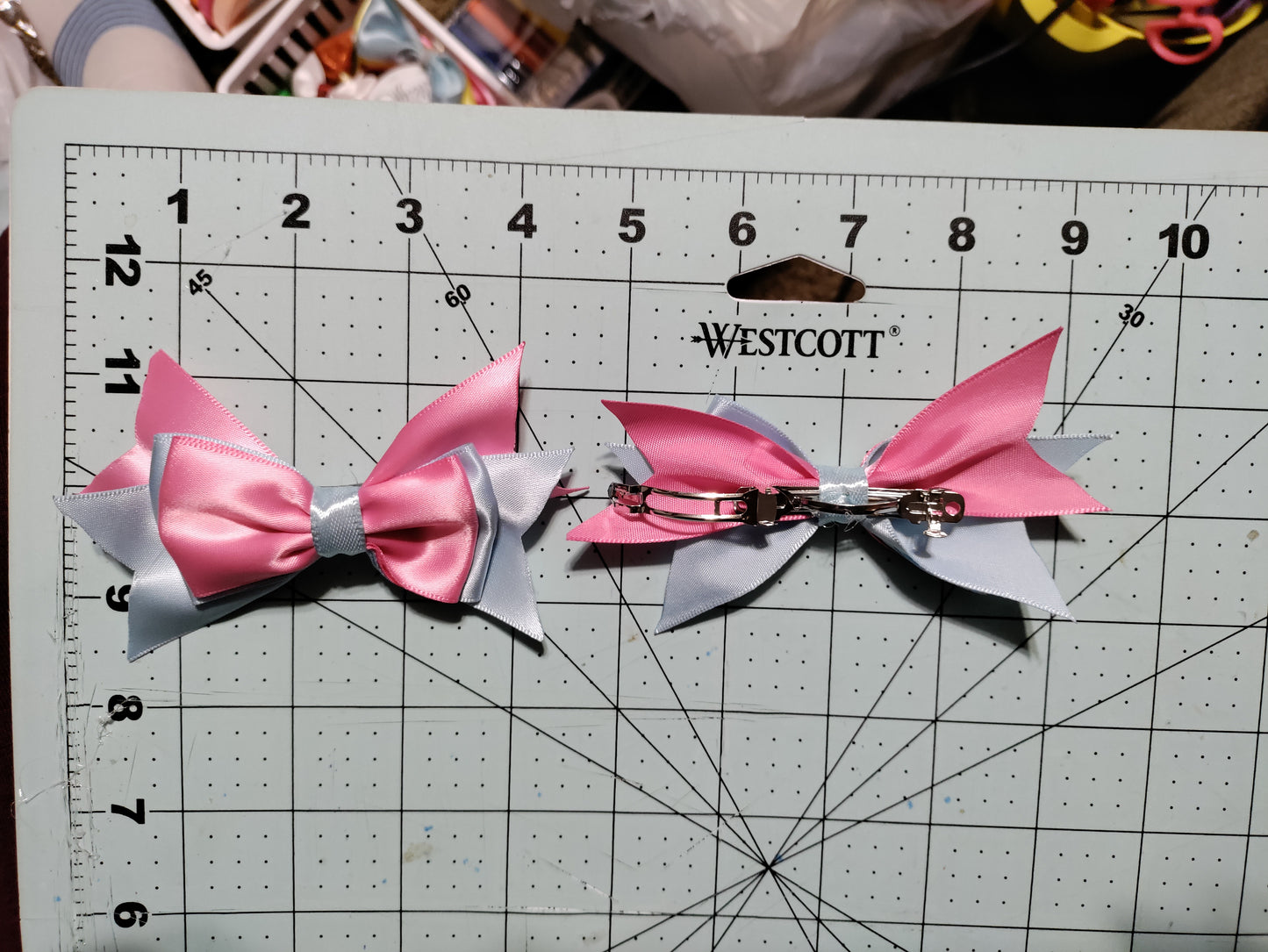 Baby Blue and Pink Hair Bow