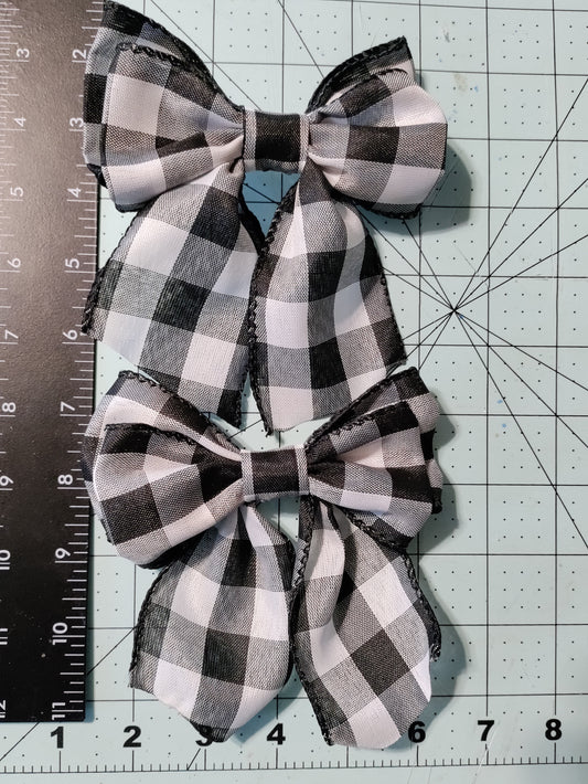 Black and White Checkered Board Hair Bow