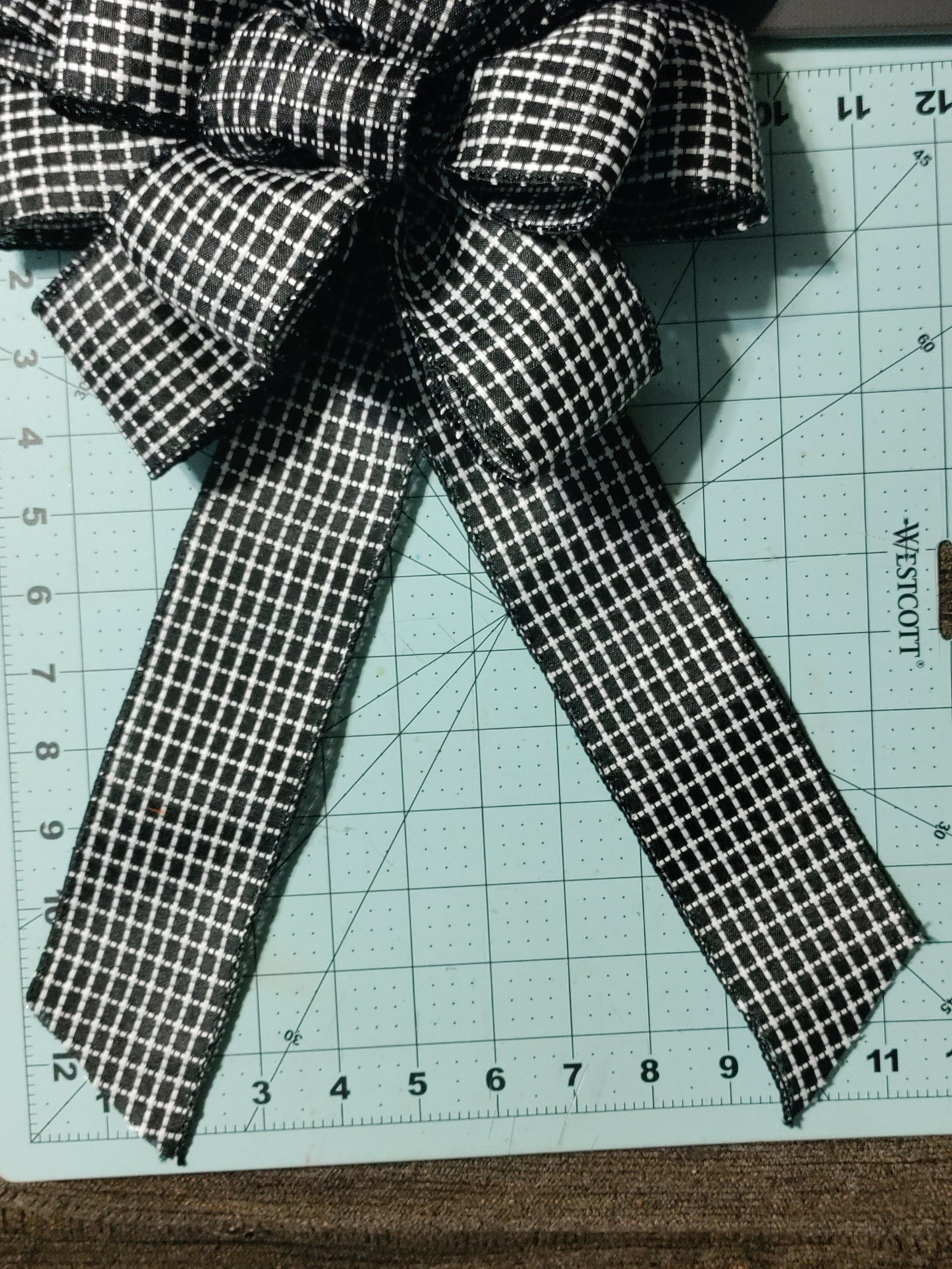 Black and White Stripe Bow with Tail