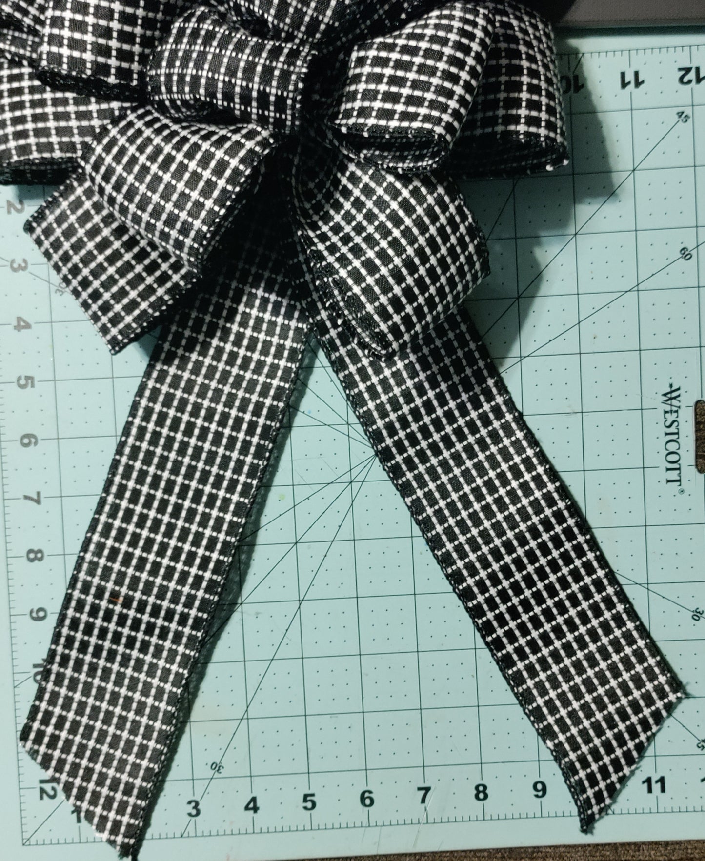 Black and White Stripe Bow with Tail