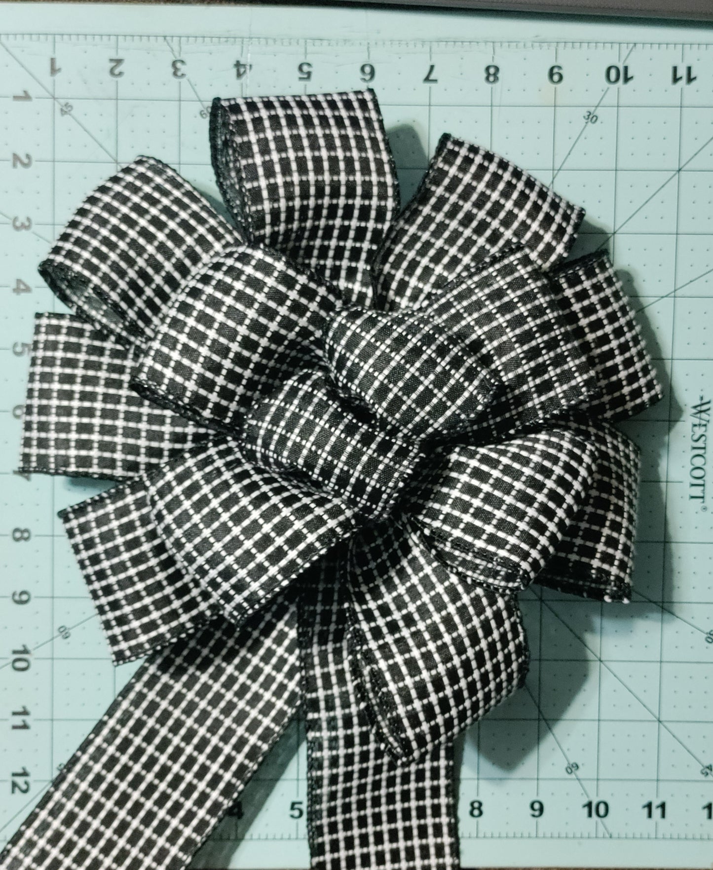 Black and White Stripe Bow with Tail