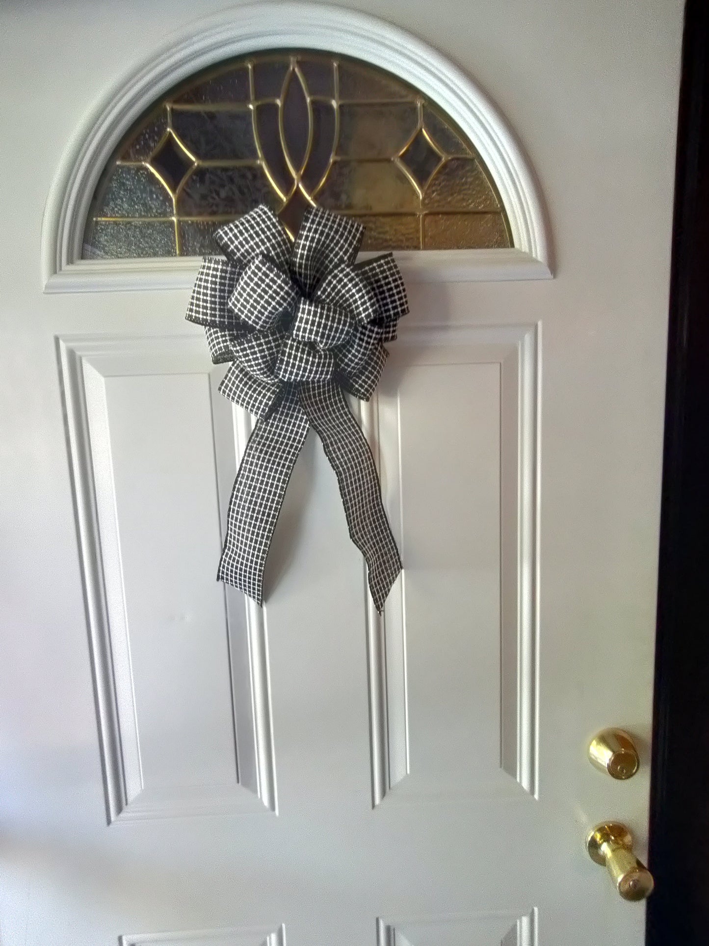 Black and White Stripe Bow with Tail