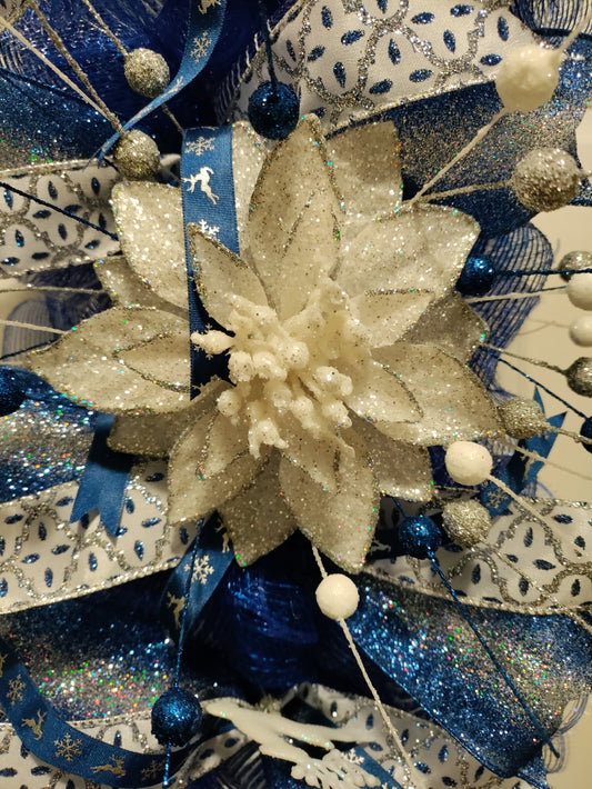 Blue White and Silver Door Swag/Centerpiece