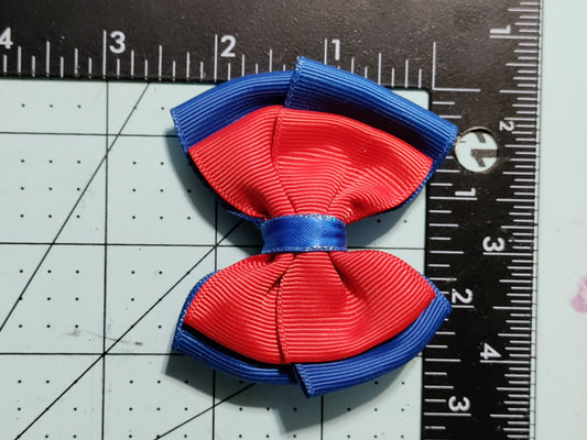 Blue and Red Double Hair Bow