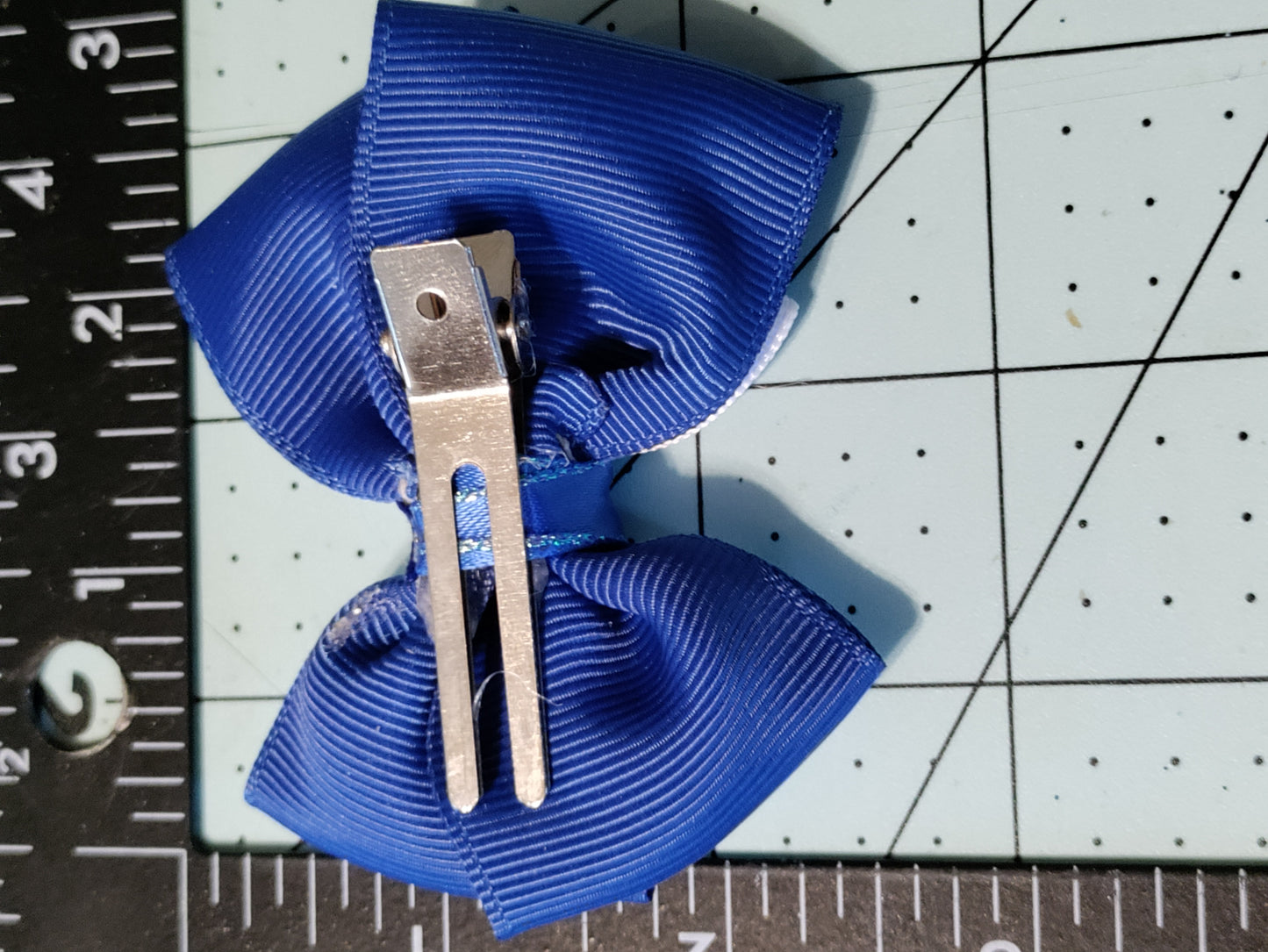 Blue and White Double Hair Bow