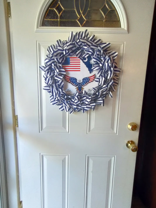 Blue and White Patriotic Wreath