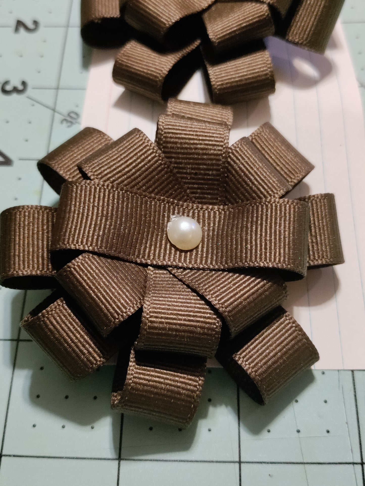 Brown Flower Hair Bow