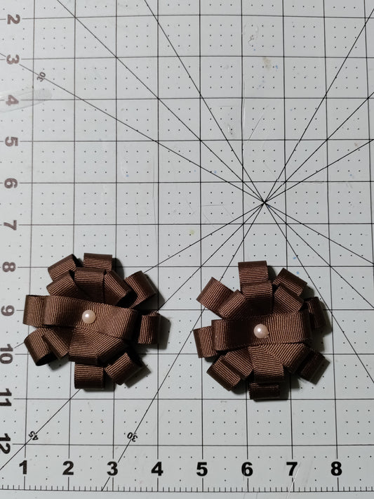 Brown Flower Hair Bow