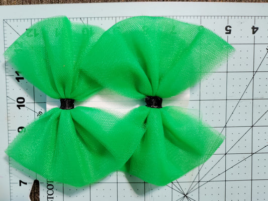 Green Tulle Hair Bow