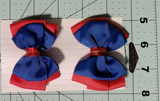 Red and Blue Double Hair Bow