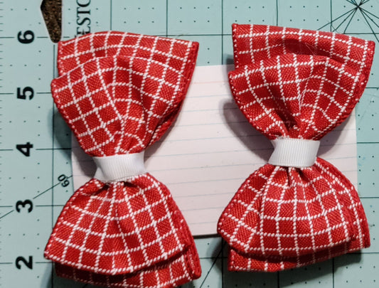 Red and White Plaid Hair Bow