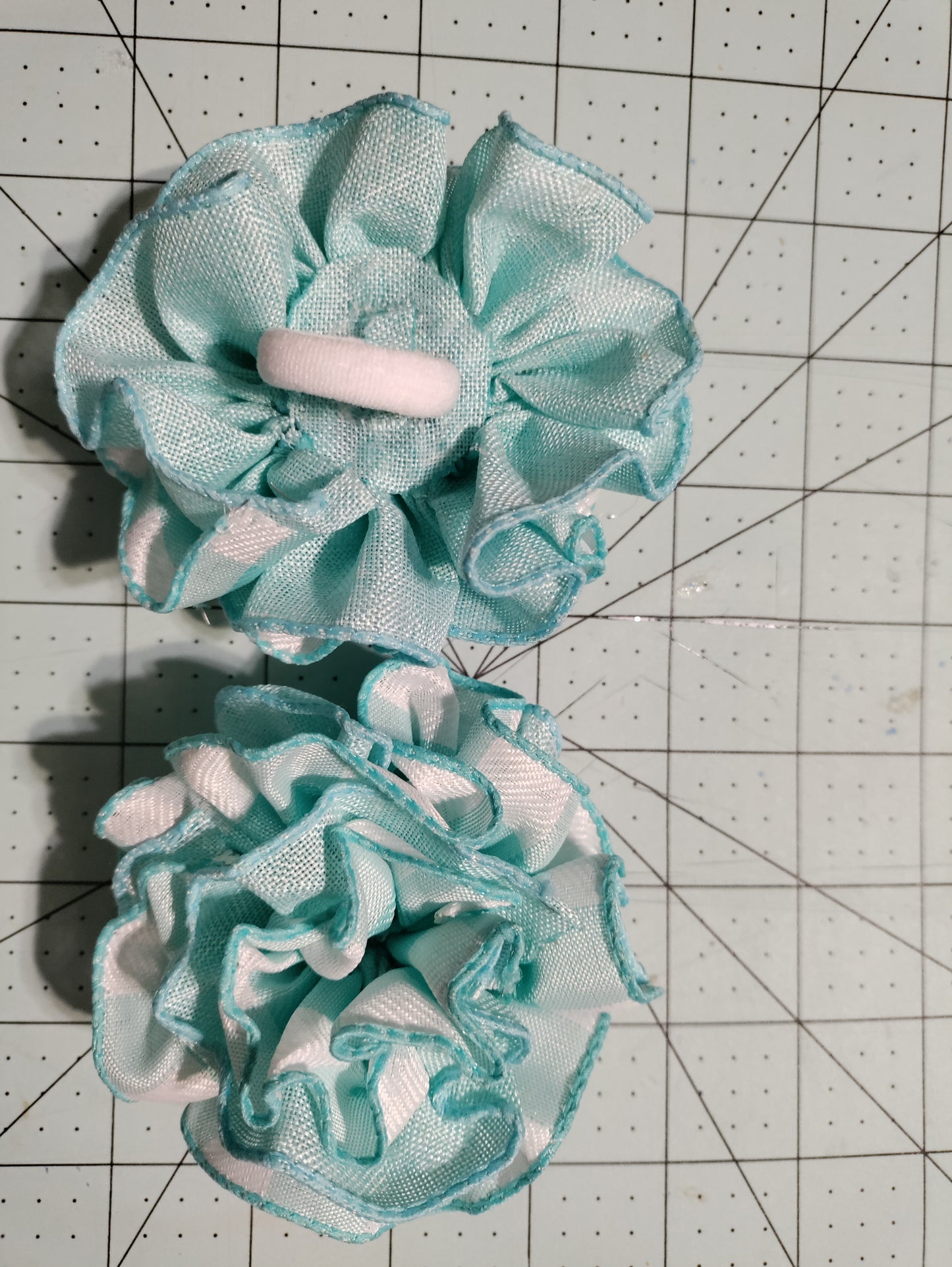 Light Blue and White Checkerboard Flower Hair Bow