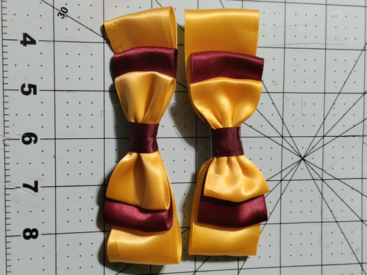 Maroon and Gold Triple Layer Hair Bow
