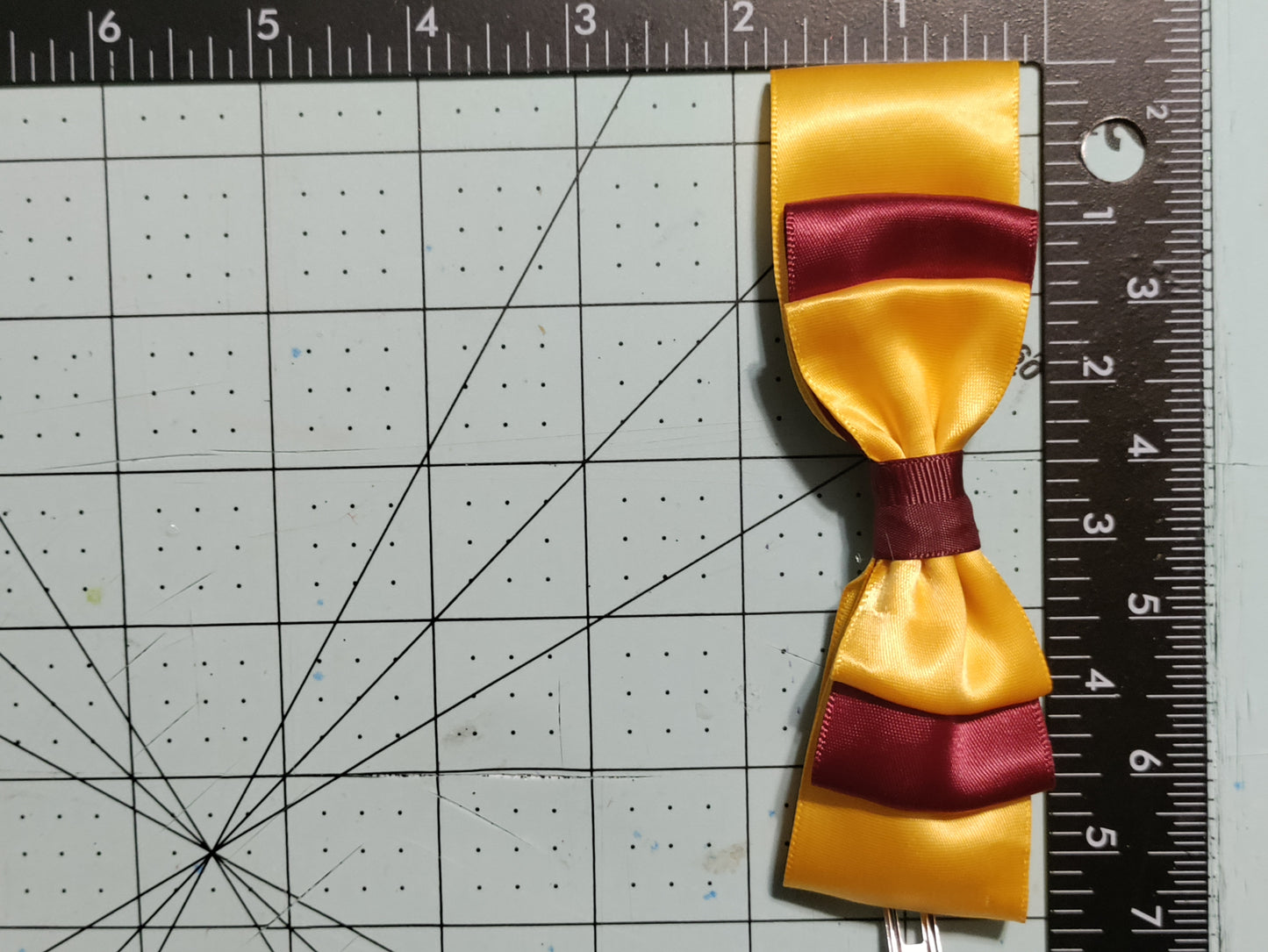 Maroon and Gold Triple Layer Hair Bow