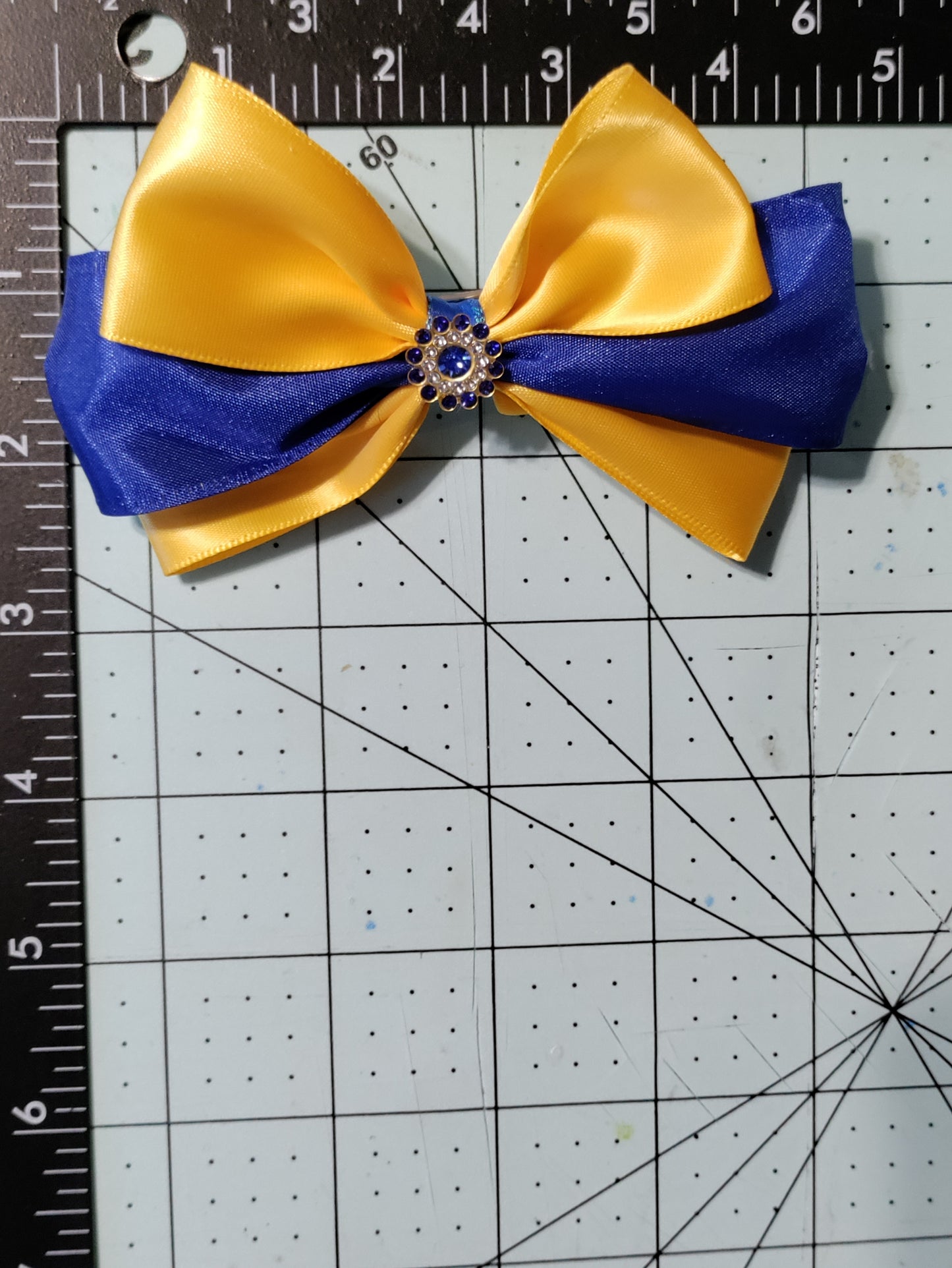 Navy Blue and Gold Hair Bow