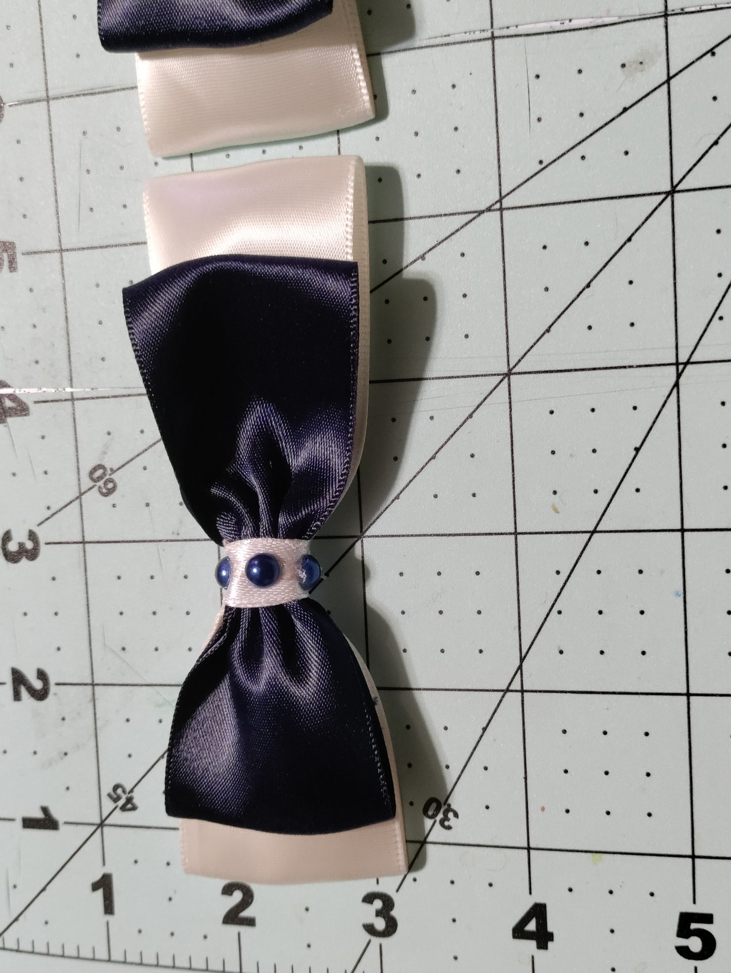 Navy Blue and White Hair Bow
