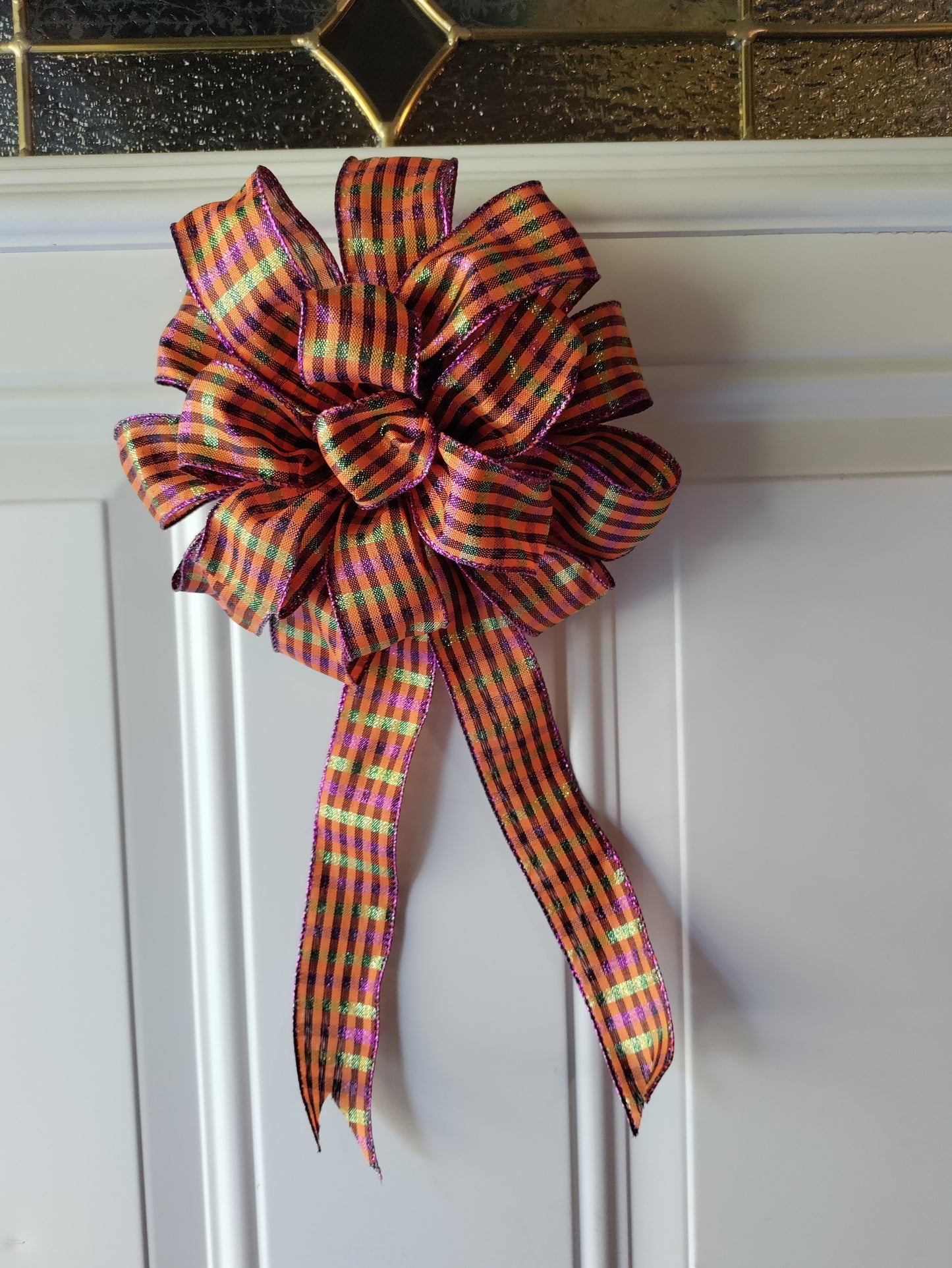 Orange, Black, Purple, and Green Pinstripes Bow