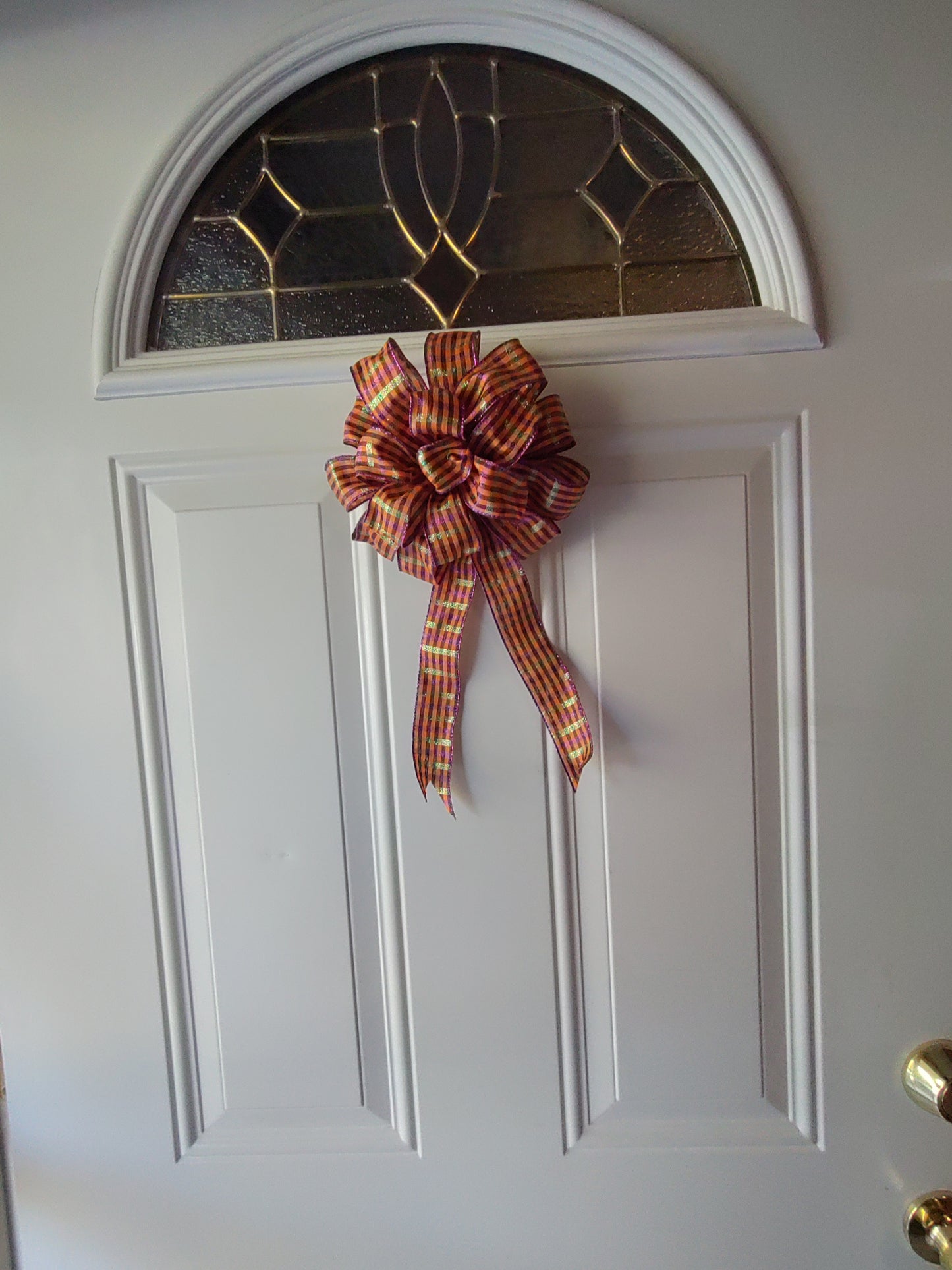 Orange, Black, Purple, and Green Pinstripes Bow