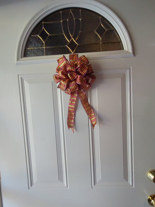 Orange, Black, Purple, and Green Pinstripes Bow